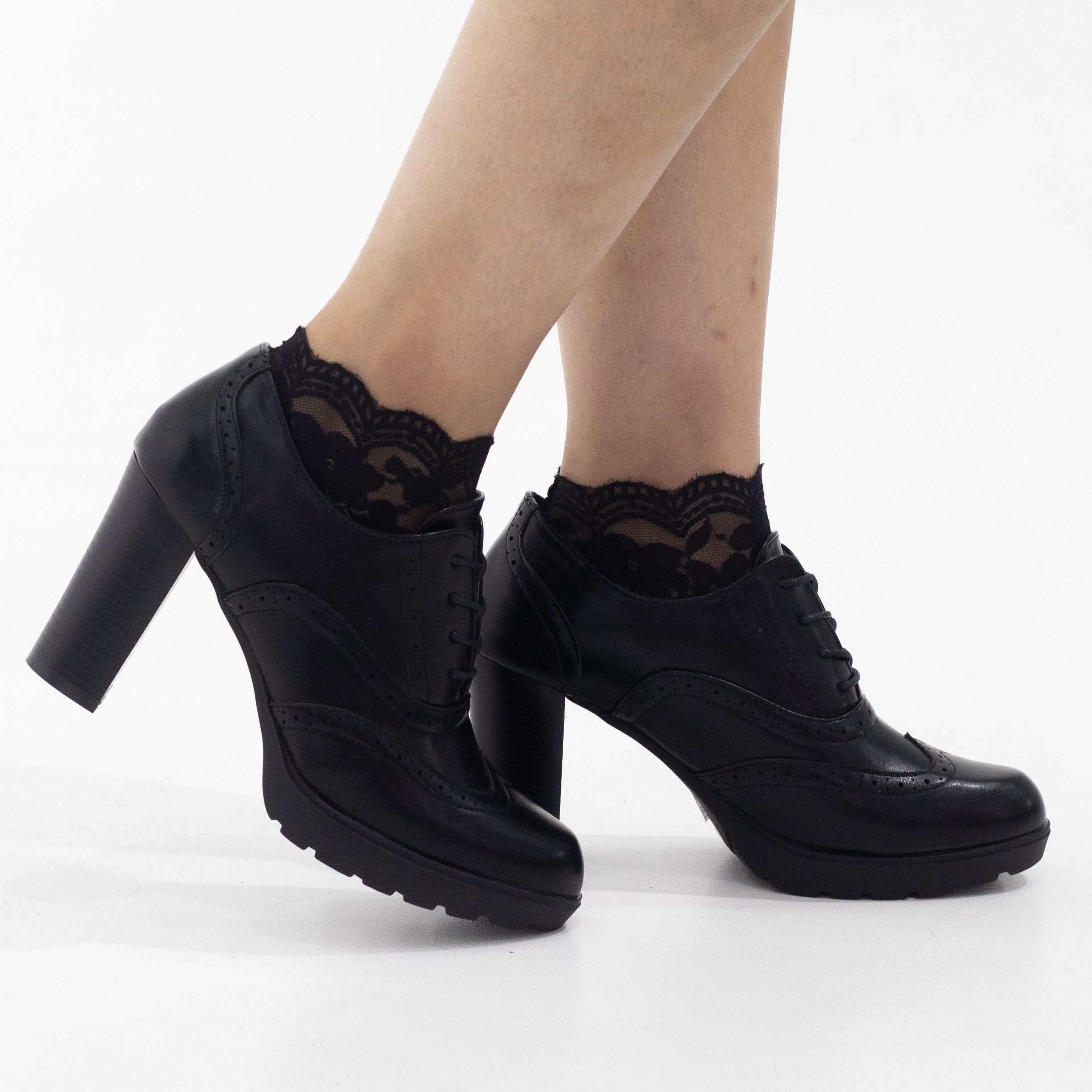 Tahita desert lace up 9cm high heel black