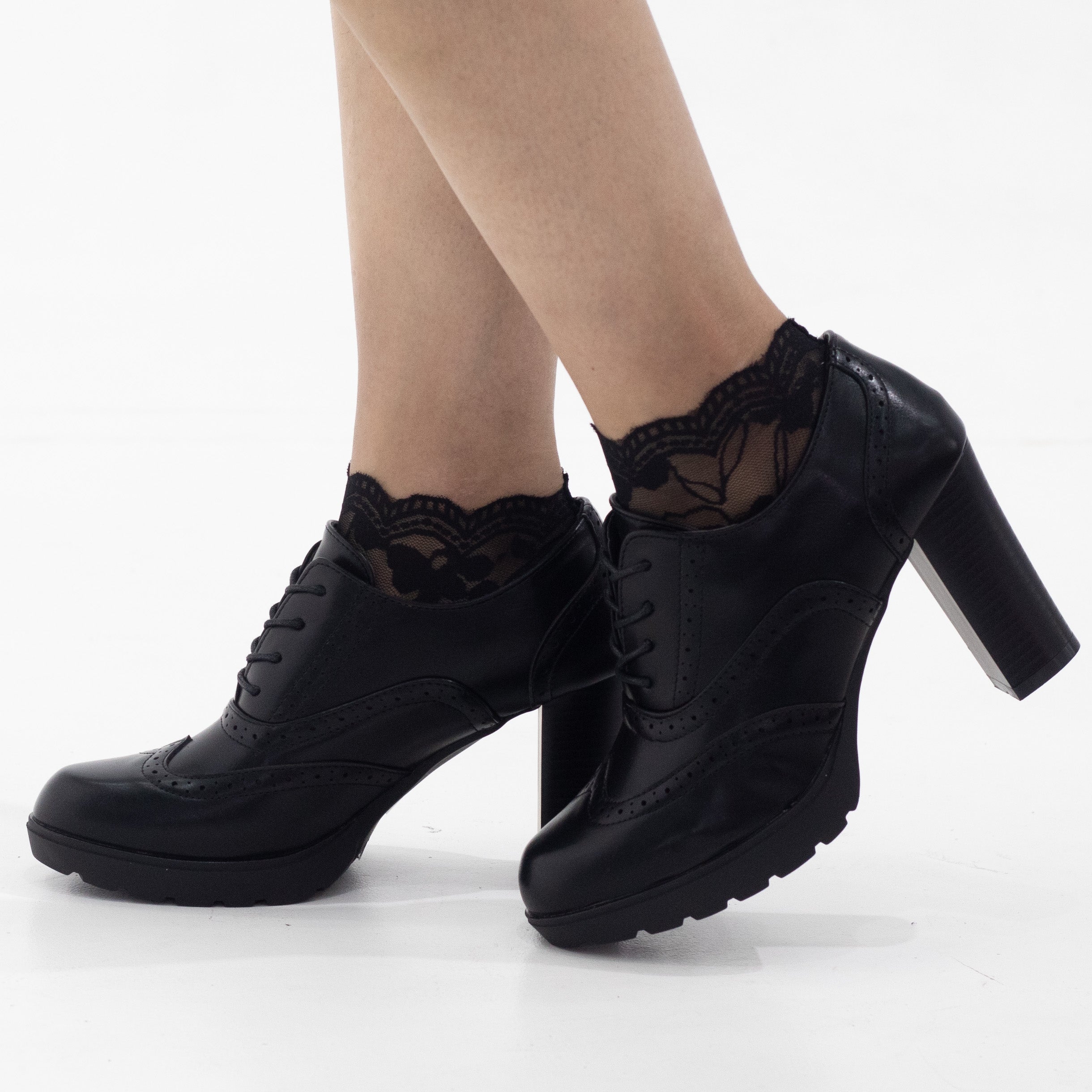 Tahita desert lace up 9cm high heel black