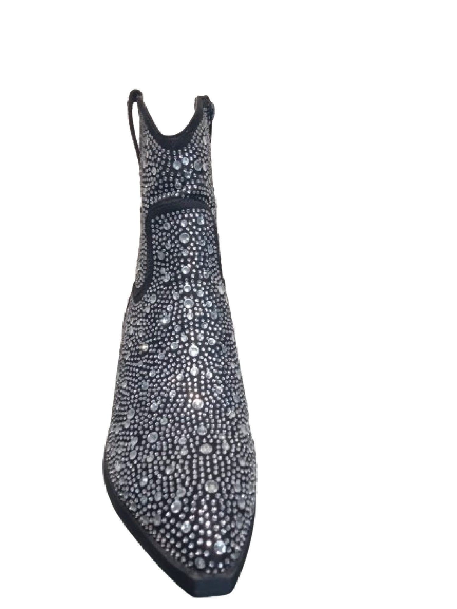 Penny diamante embellished PUNYBY cowboy heel bootie silver