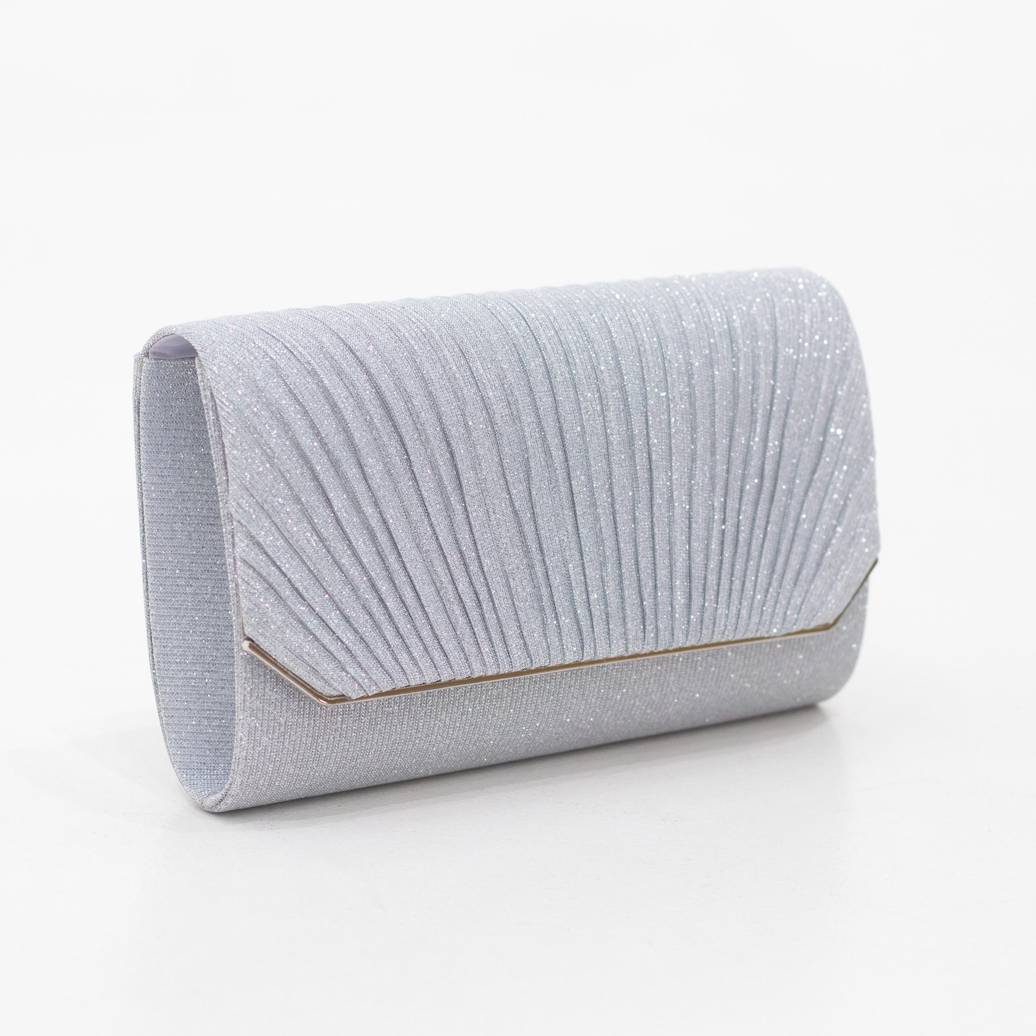 Pleat shimmer pleated clutch bag