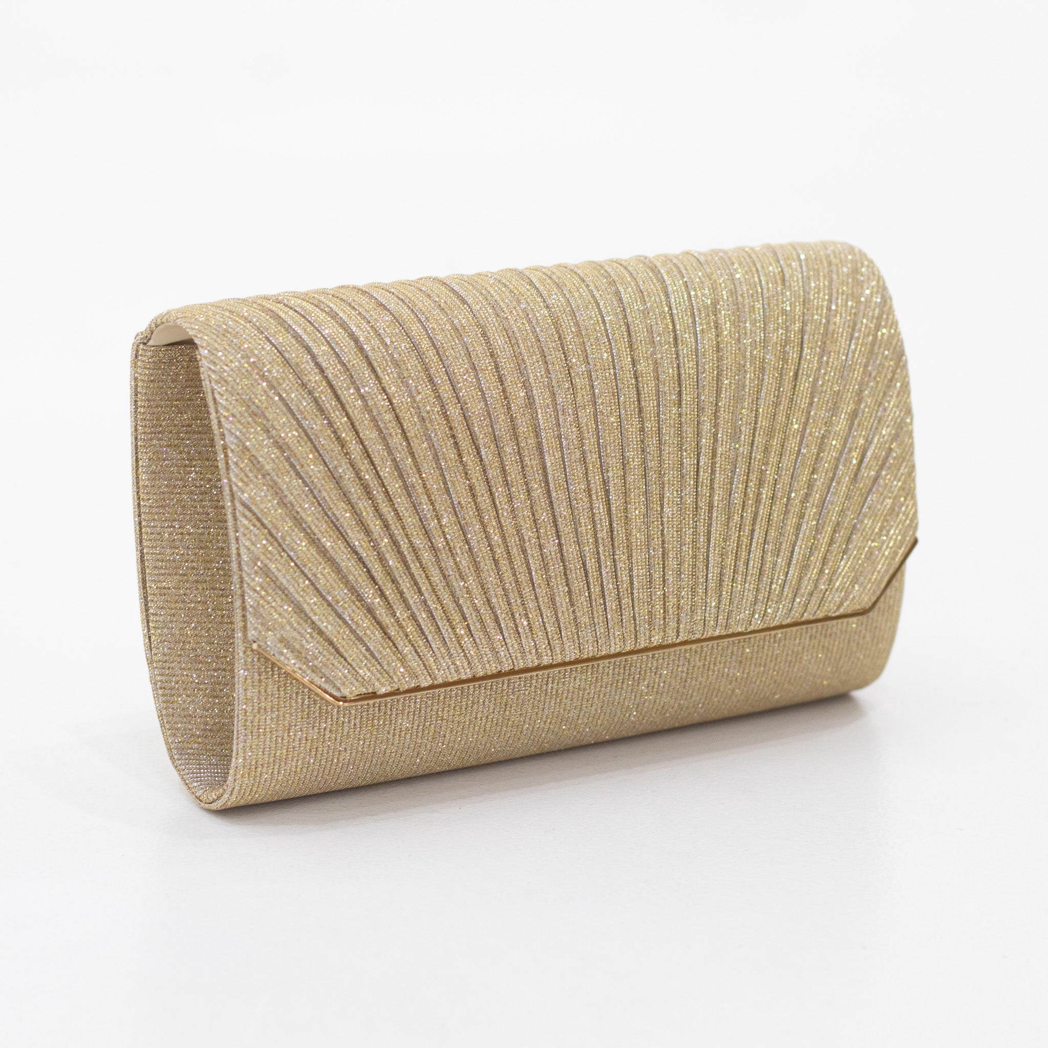 Pleat shimmer pleated clutch bag