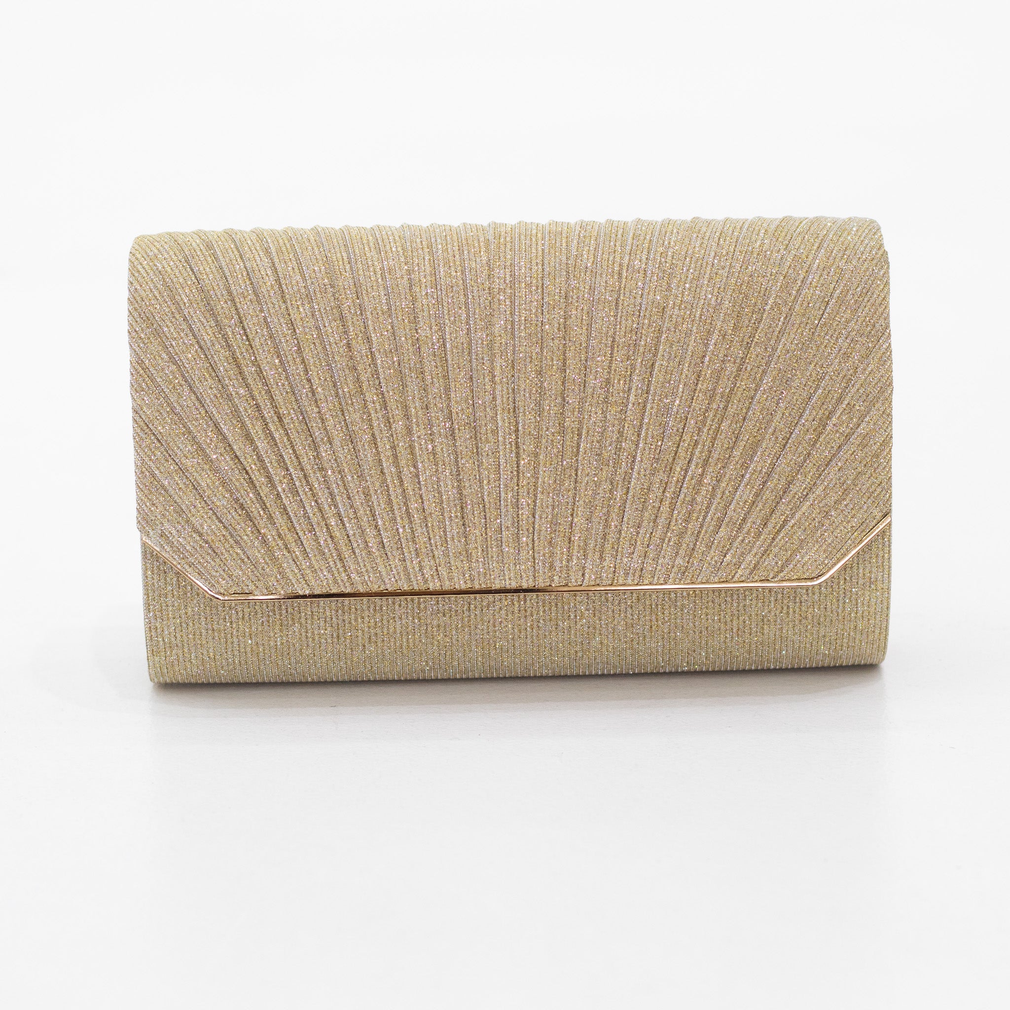 Pleat shimmer pleated clutch bag