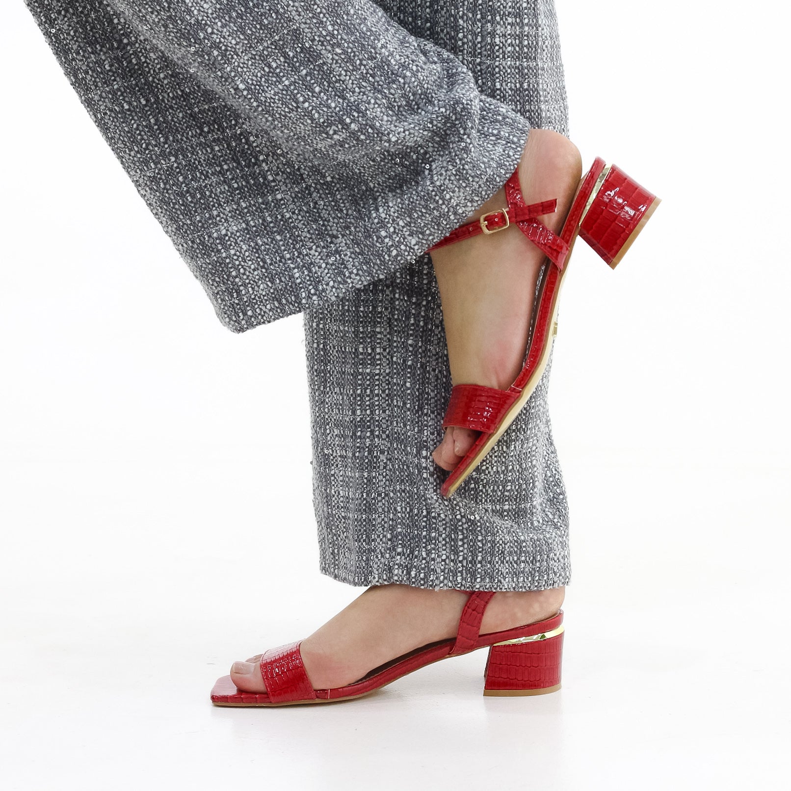 Brisa block 4.5cm heel one band sandal croco material