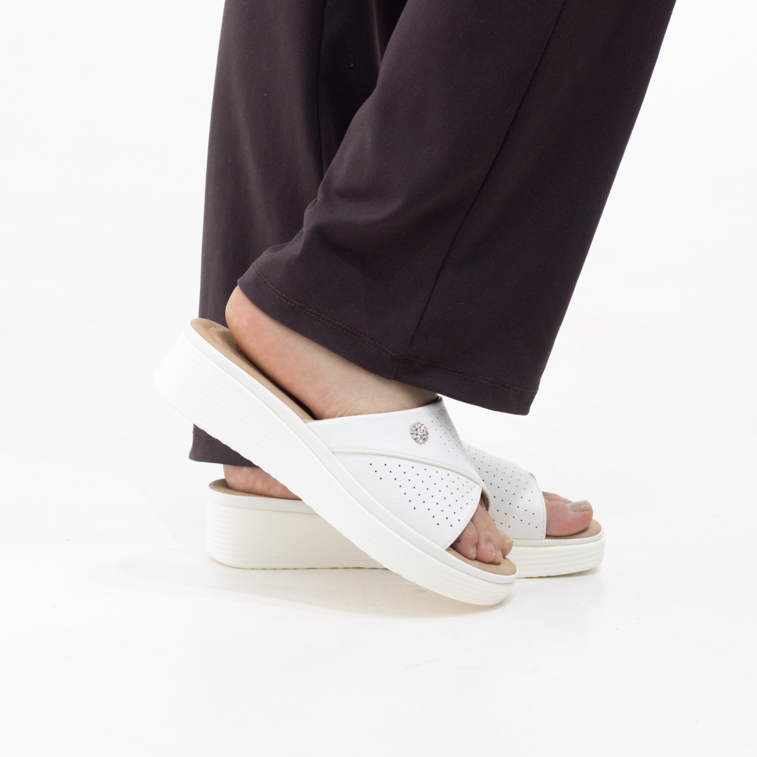 Potsi slip-on wedge sandals with cross-strap
