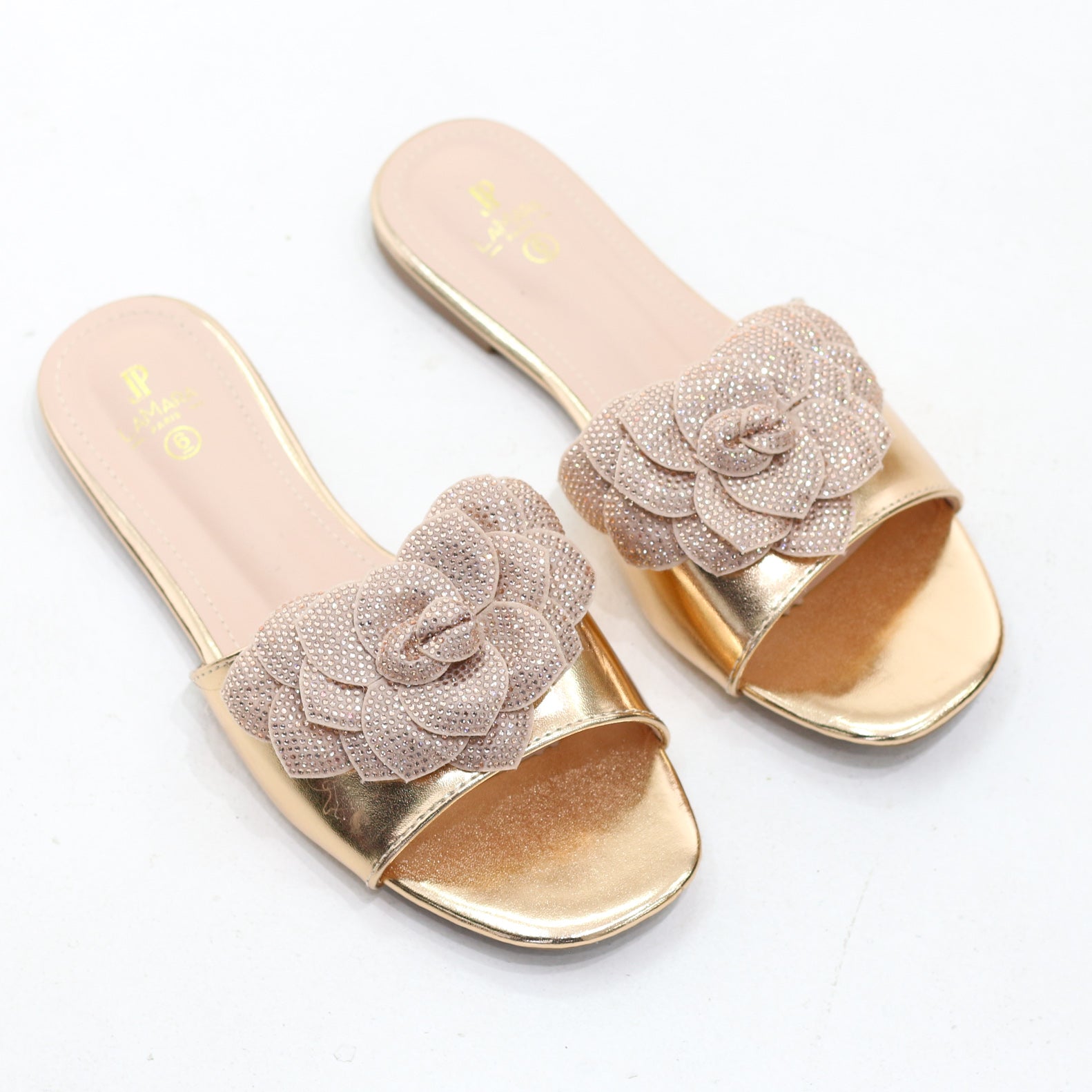 Glace Floral embellished slip-on flat sandals