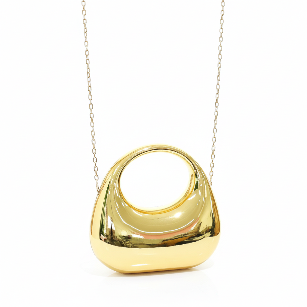 Bornite oval evening bag with top handle