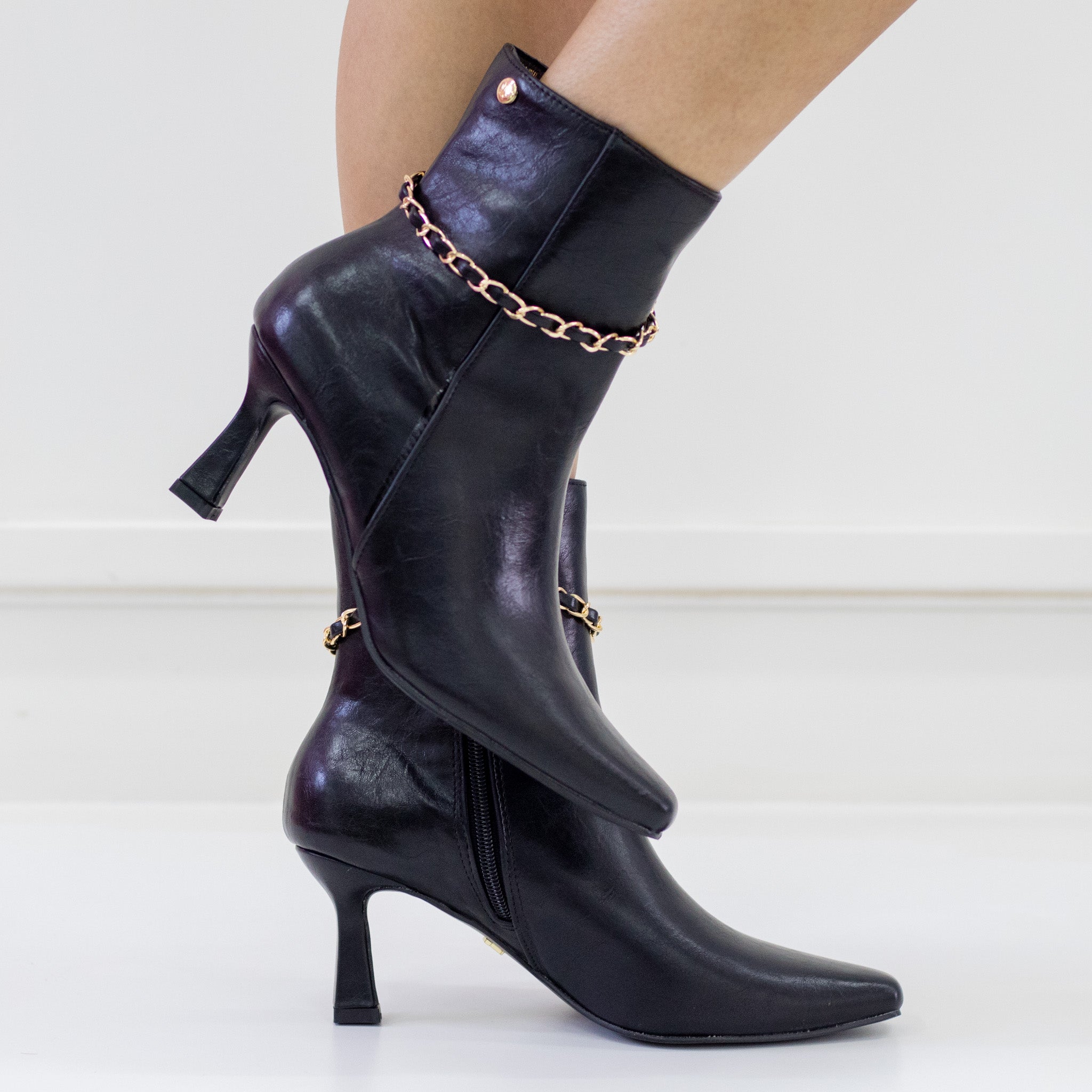 Preview 7cm heel faux leather pu ankle boot black