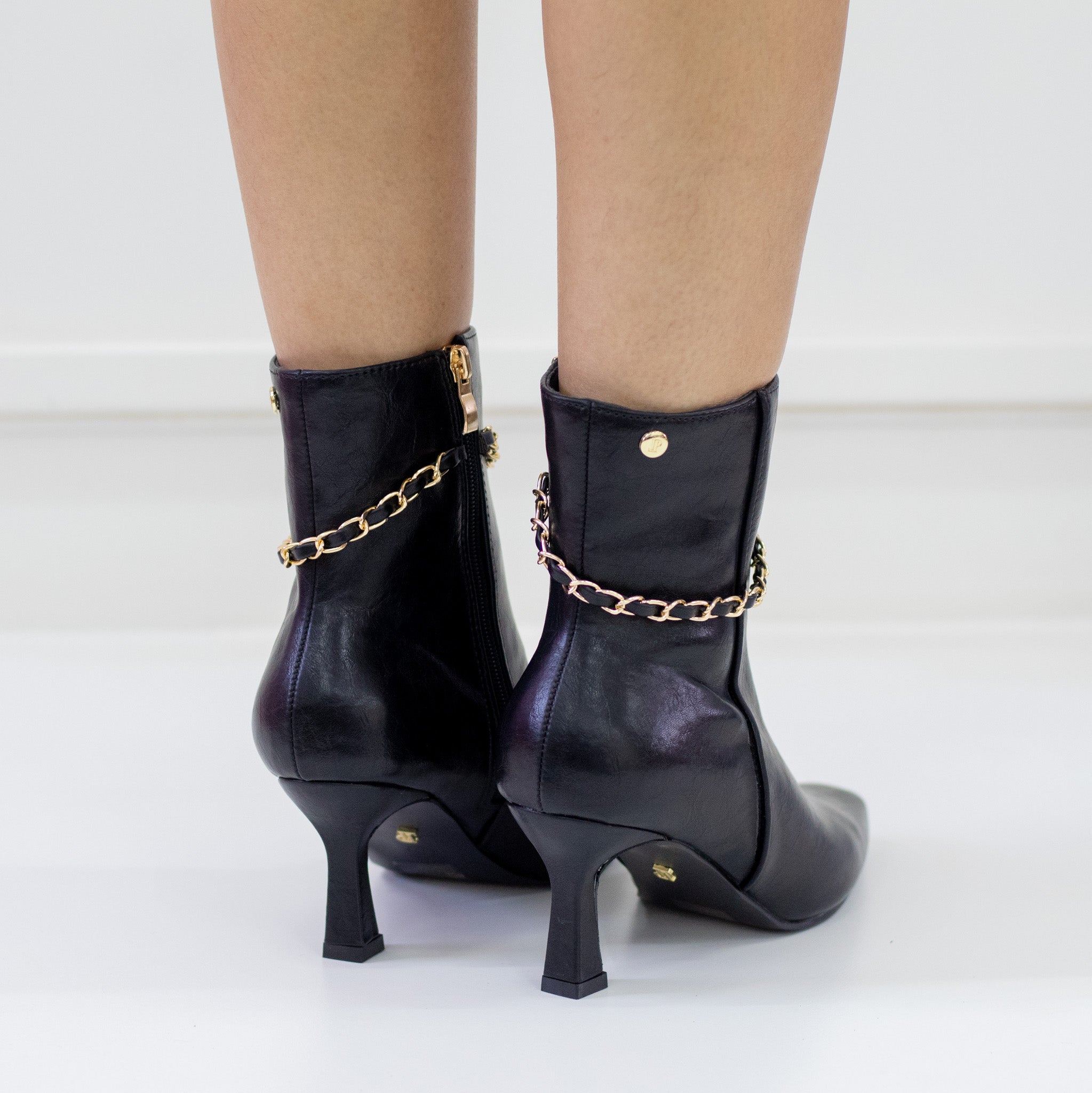 Black 7cm heel faux leather pu ankle boot preview