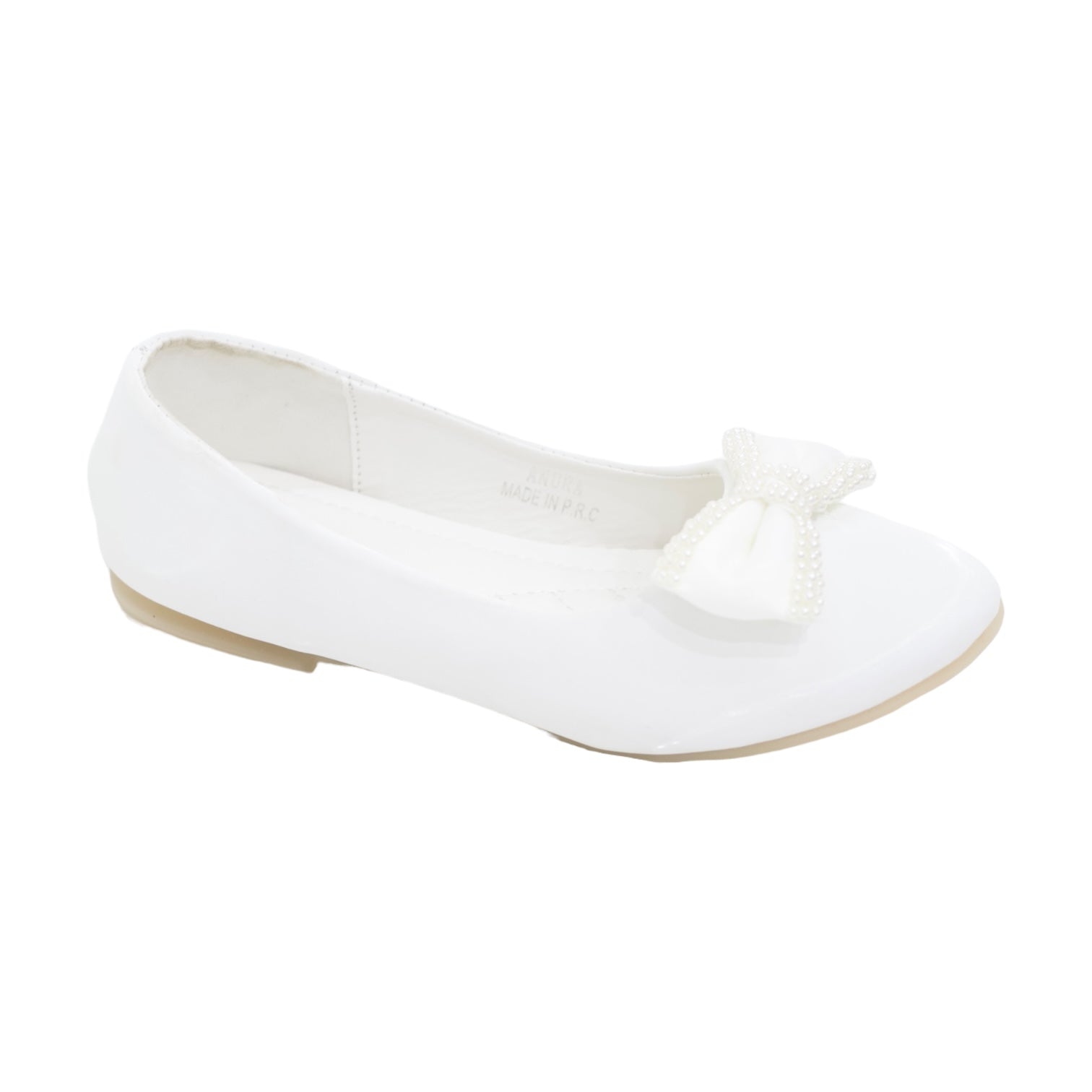 White girls pump with doubled pearl lining bow anura