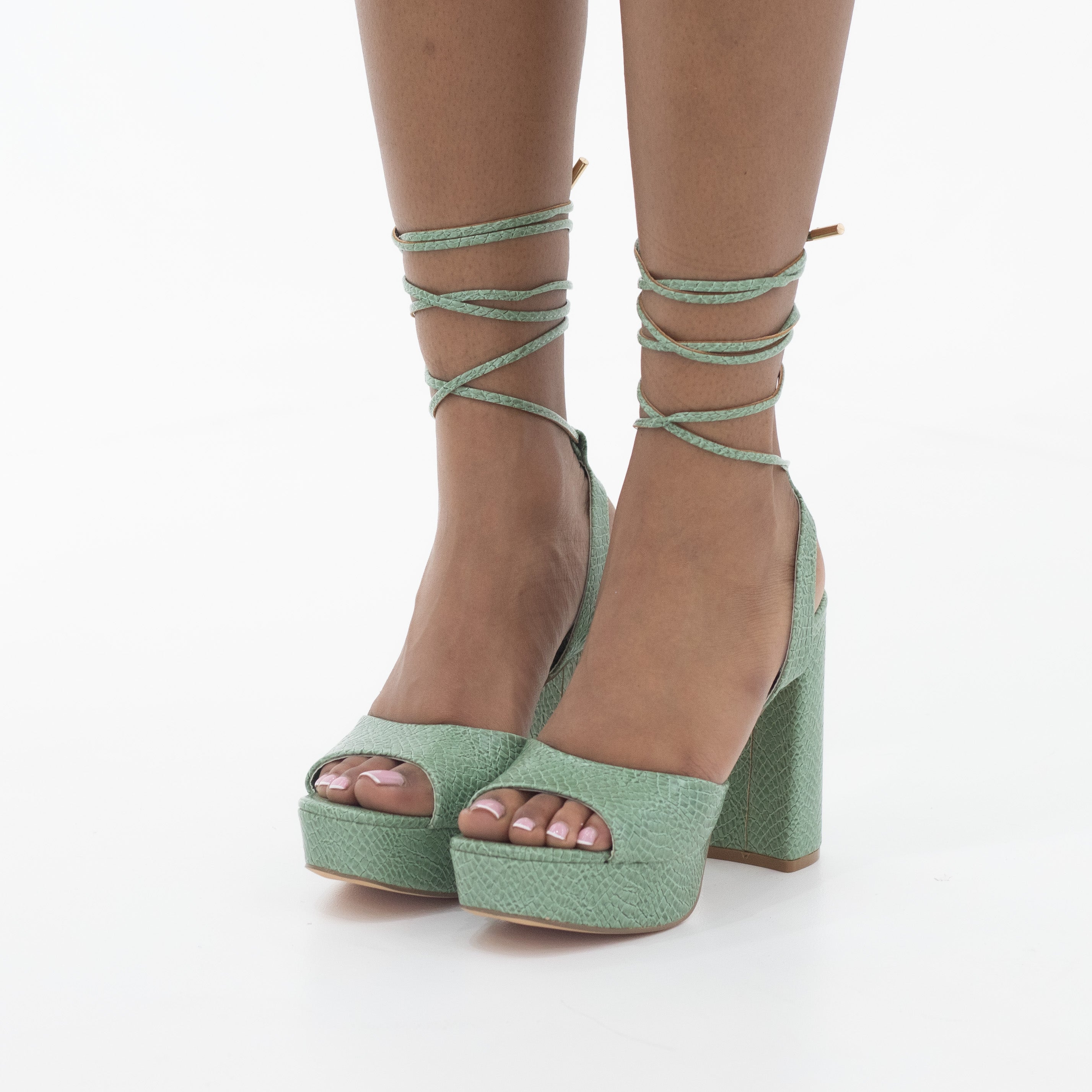 Albinka platform Funky one band tie up sandal avo
