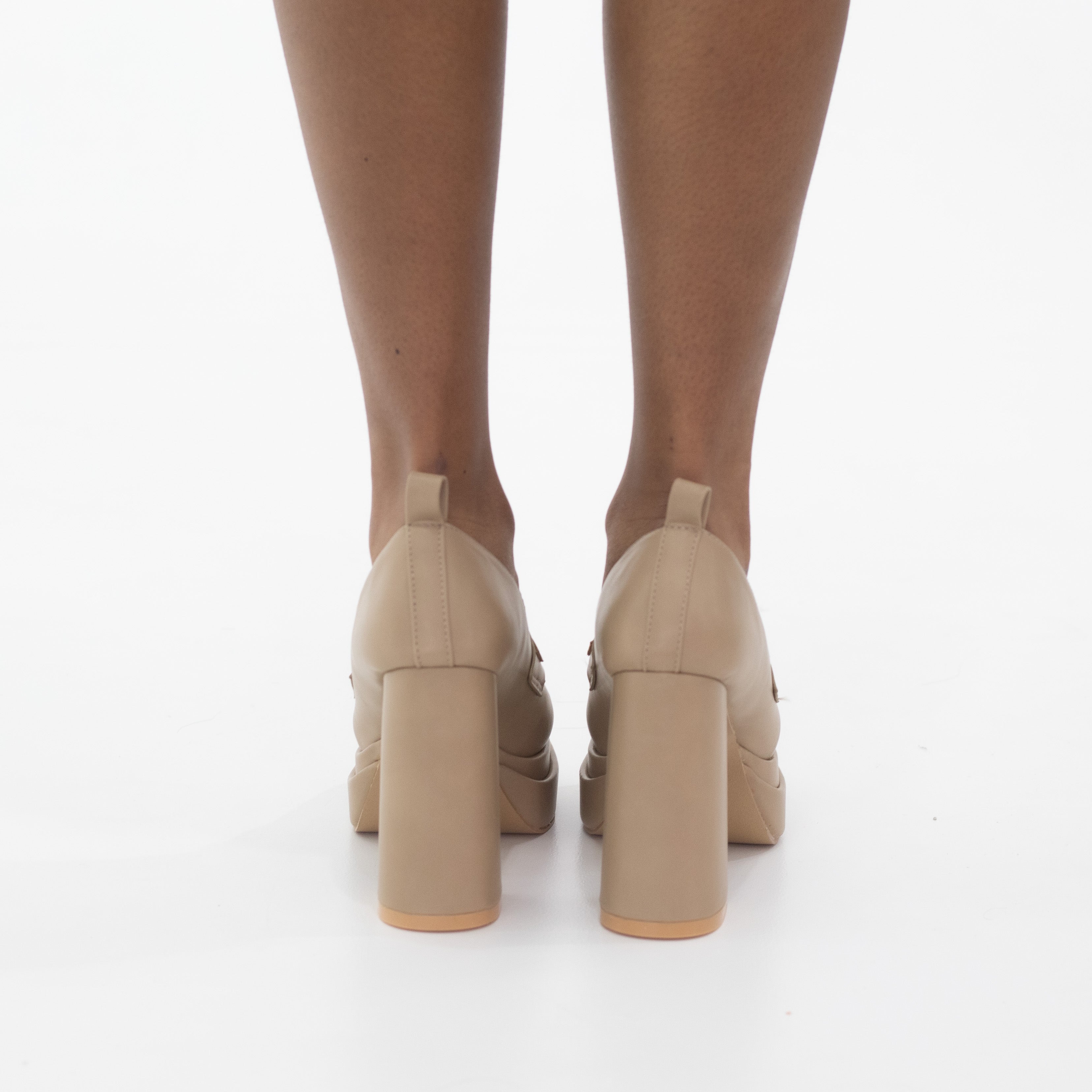 Ohio 11.5cm platform block high heel with trim camel