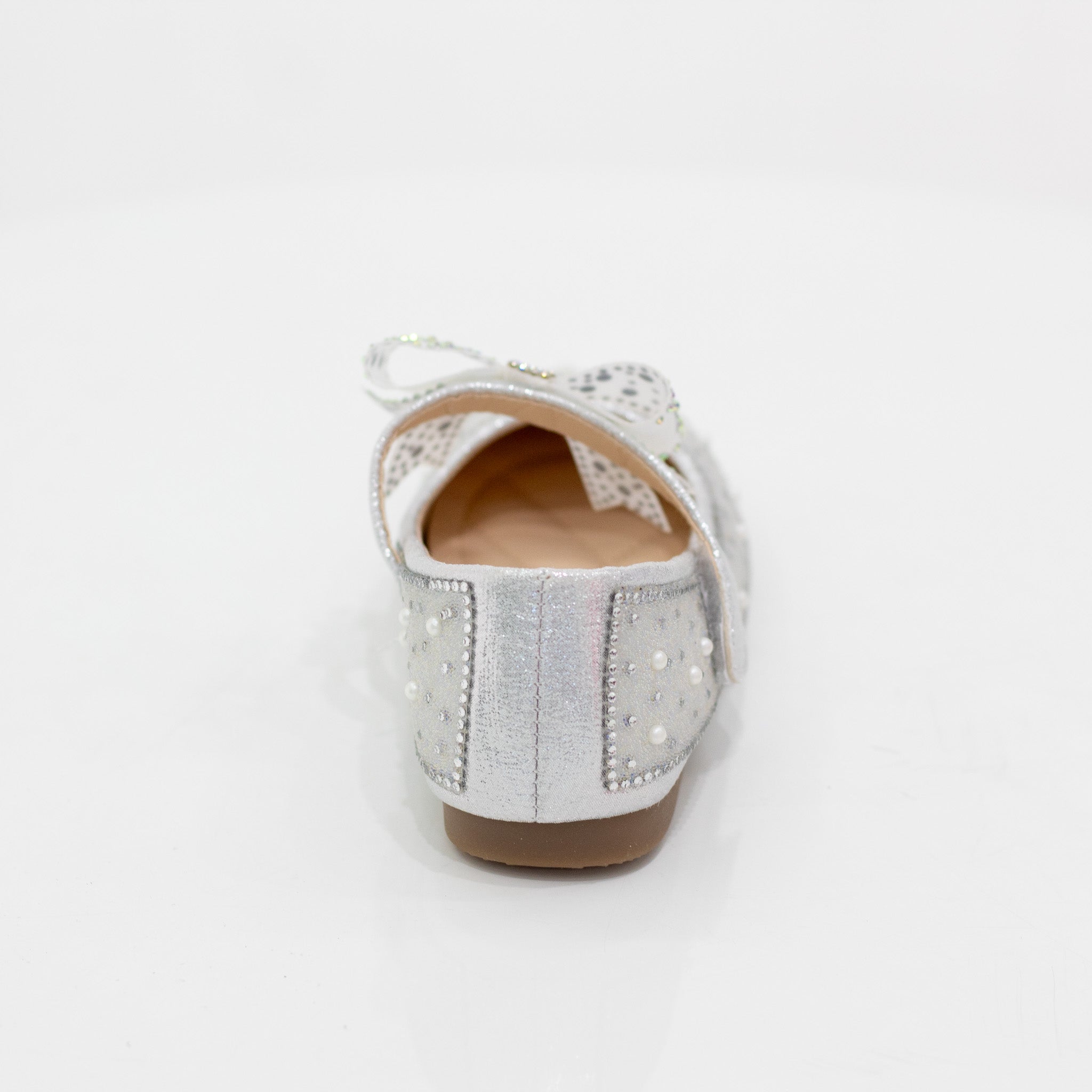 Pabla infant girls diamante pump with bow belt white