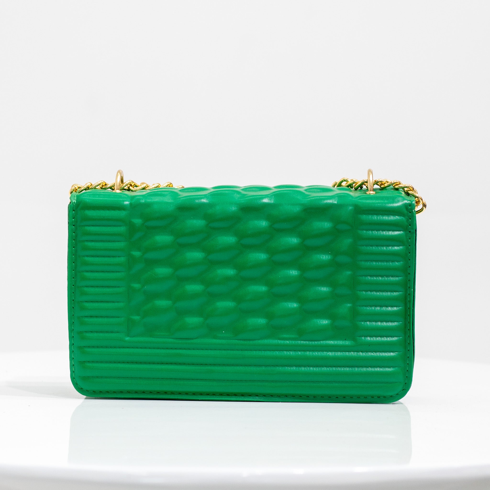 Ilka weaved gold chain convertible handbag green