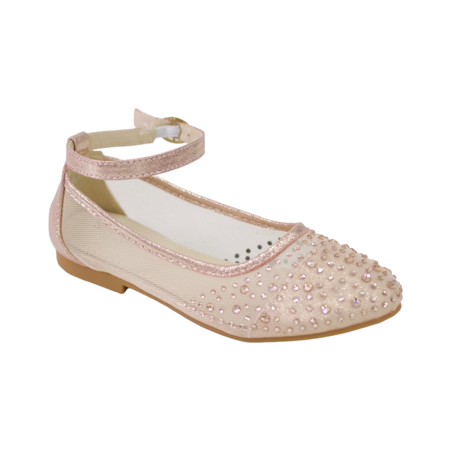 Lemia inf girls netted ballarina with diamonds champagne