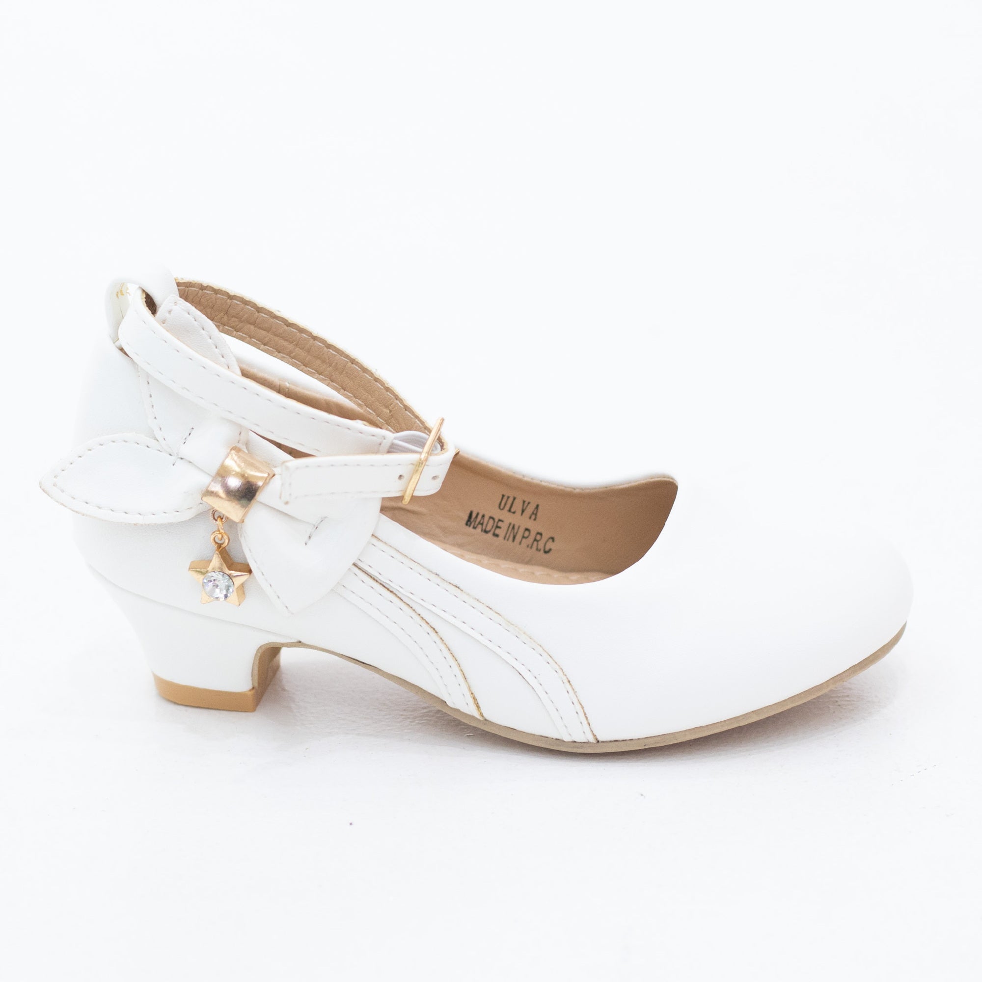 Ulva girls ankle strap dress pump with a side back bow detailed