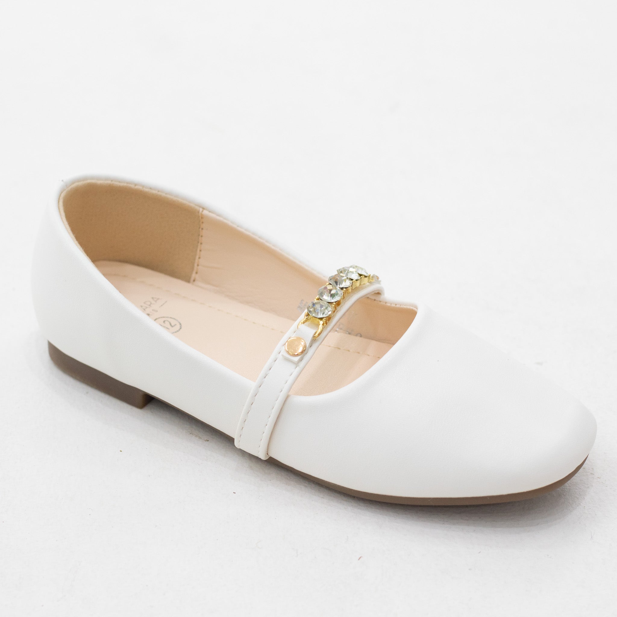 Mayju girls patent pump with gold detailed belt