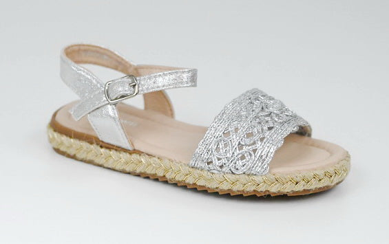 Silver infants girls LSSX290 weaved sandals kweeny
