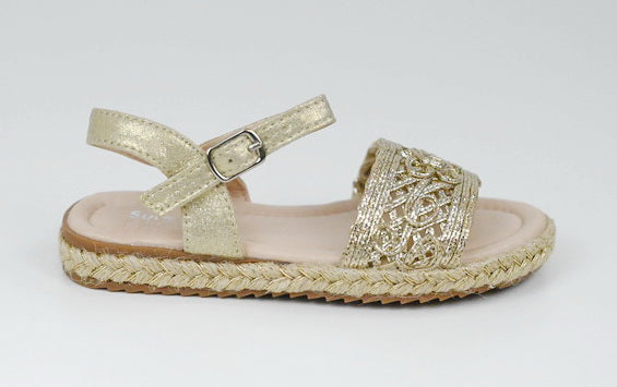 Gold infants girls LSSX290 weaved sandals kweeny