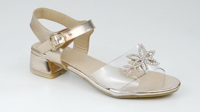 Rose gold girls vinyl sandal 5cm heel kimmie