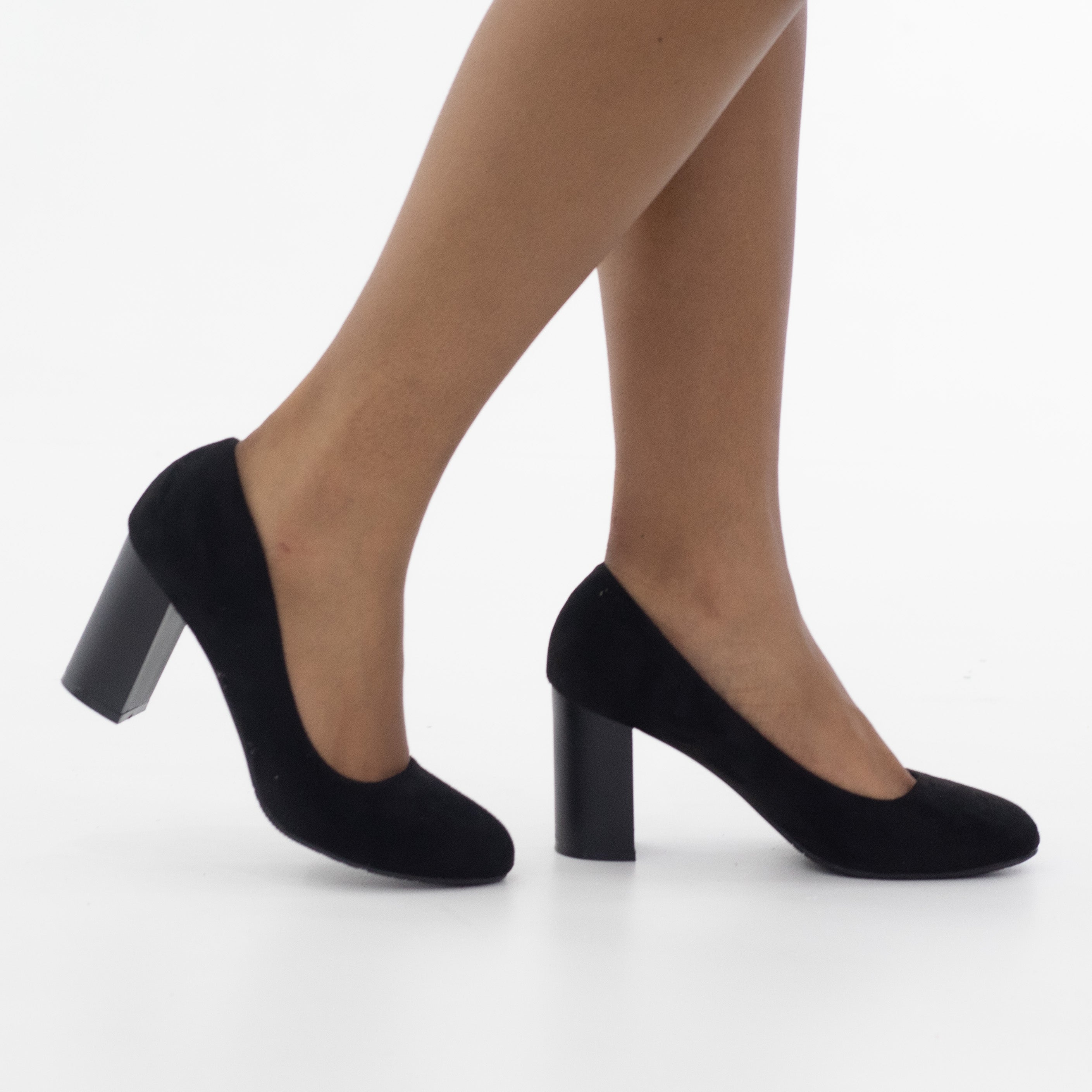 Black 8cm mid block heel B1 court micro ankara
