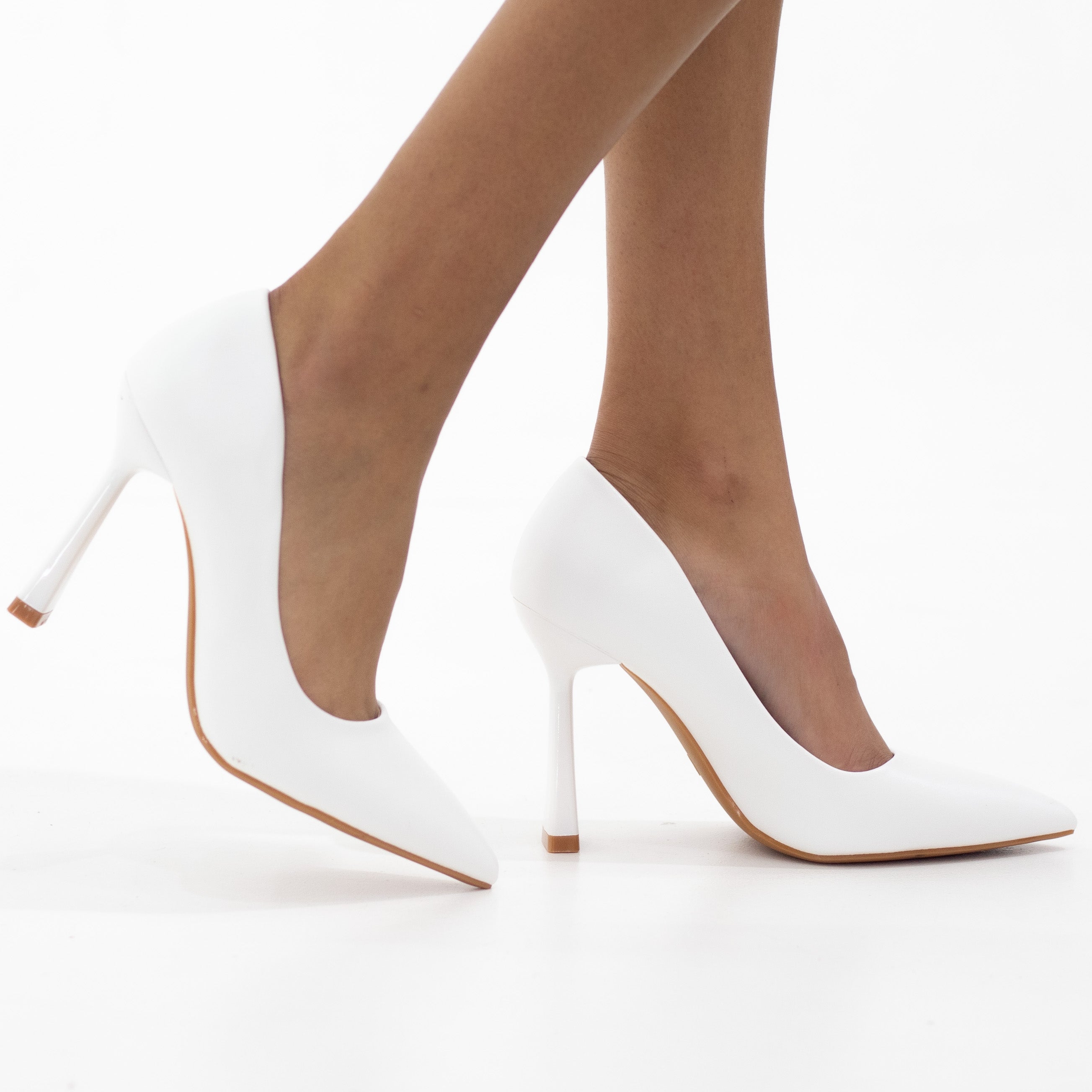 White 10cm sleek stiletto heel court shoes june
