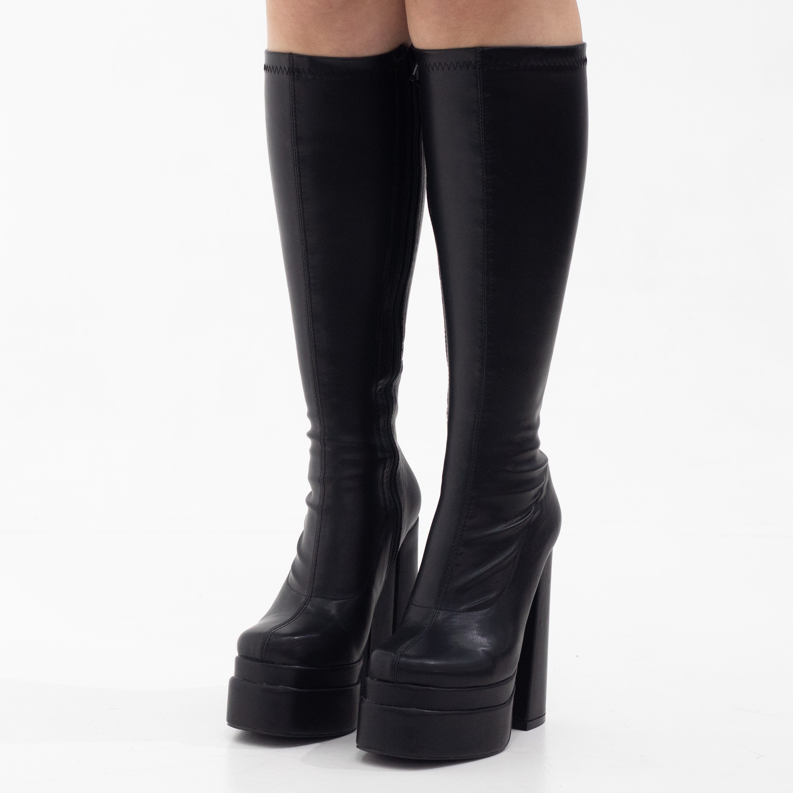 Black heel knee high platform 15cm heel boot pat mabry