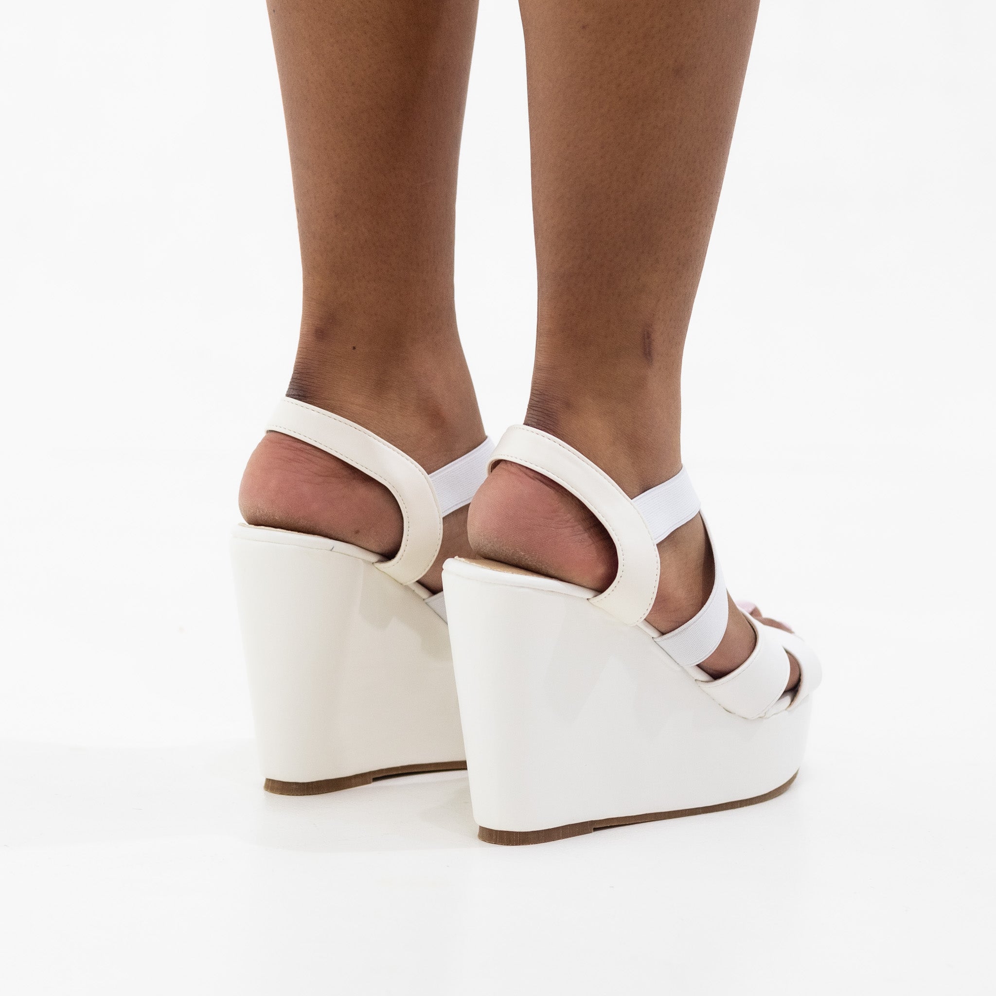 White strappy 11cm wedge sandals ulalia