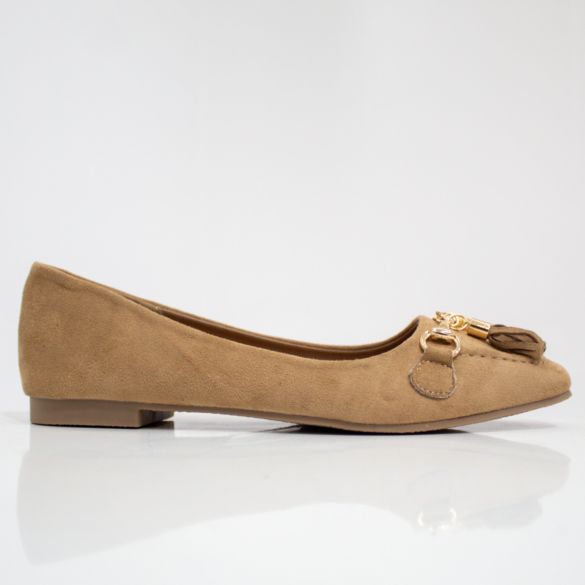 brown faux leather flat shoes