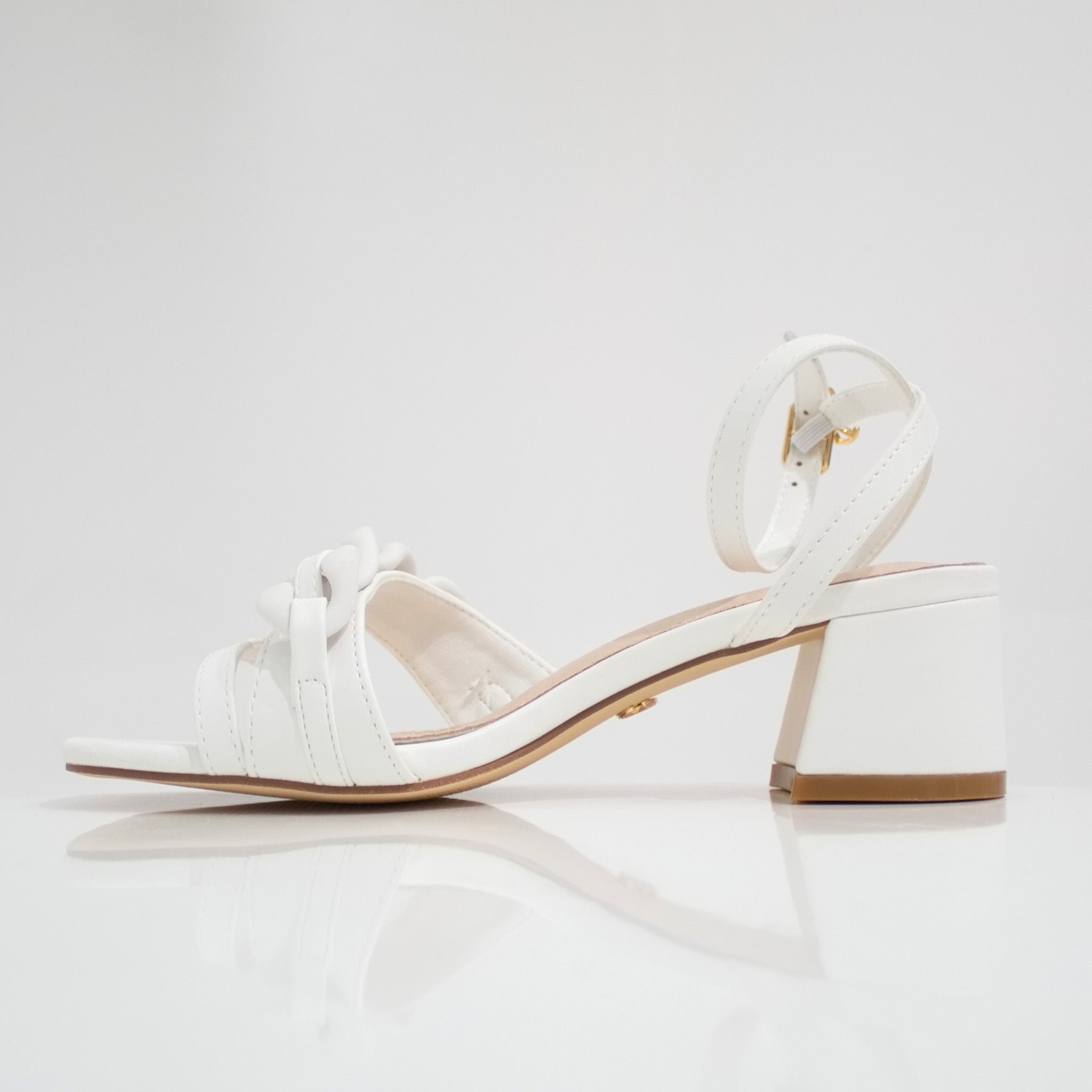 White 5cm block heel strappy sandal carla