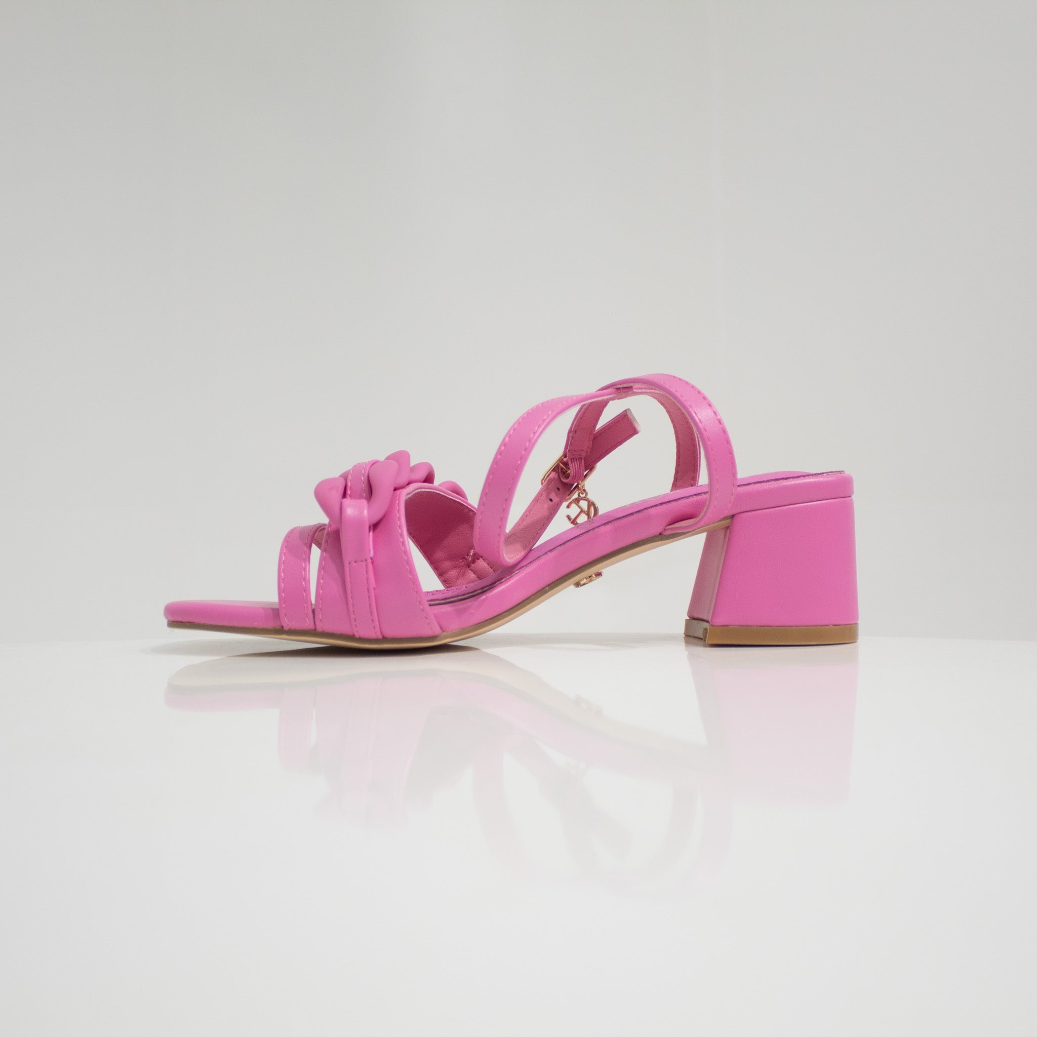 Pink 5cm block heel strappy sandal carla