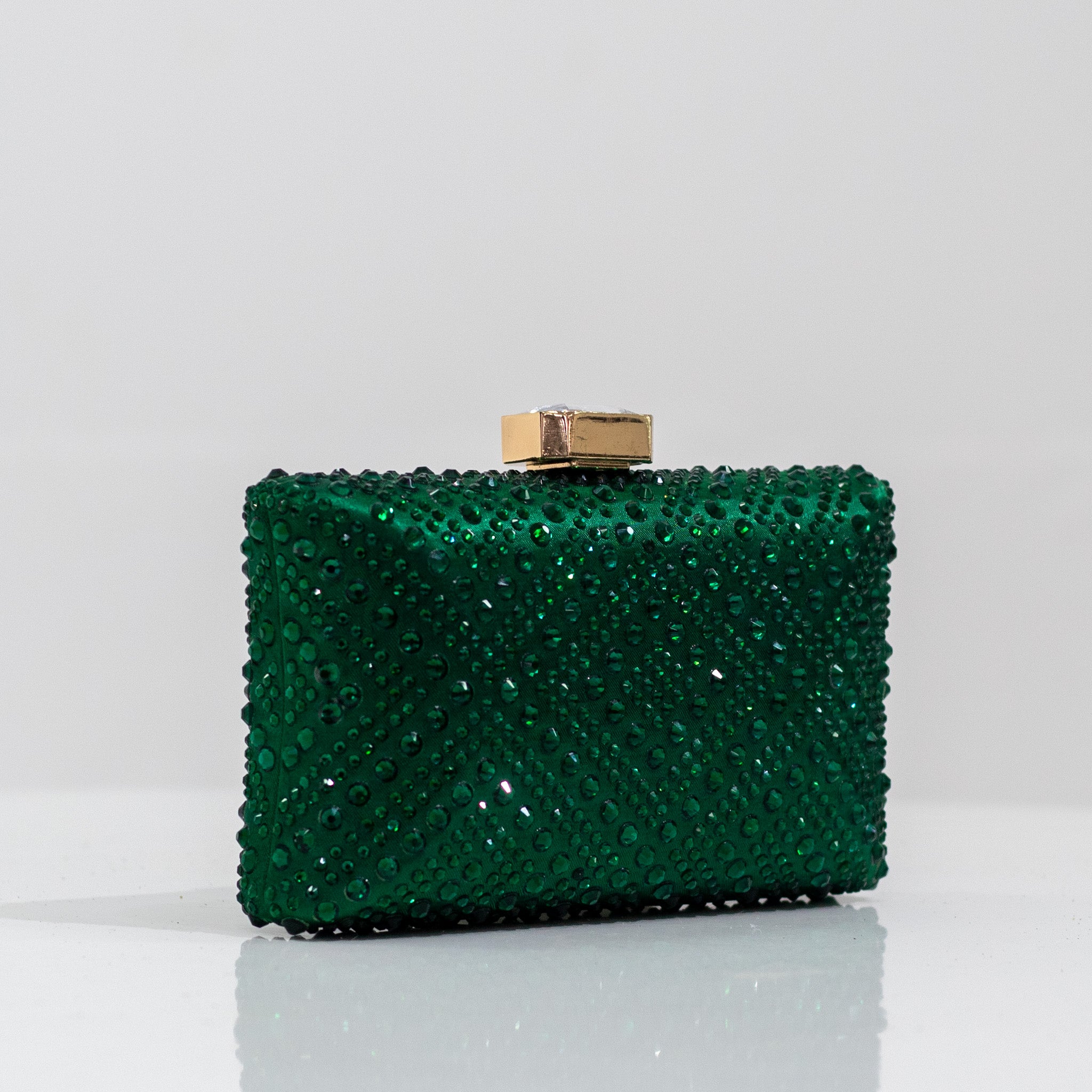 Green diamante designs clasp clutch bag xayah