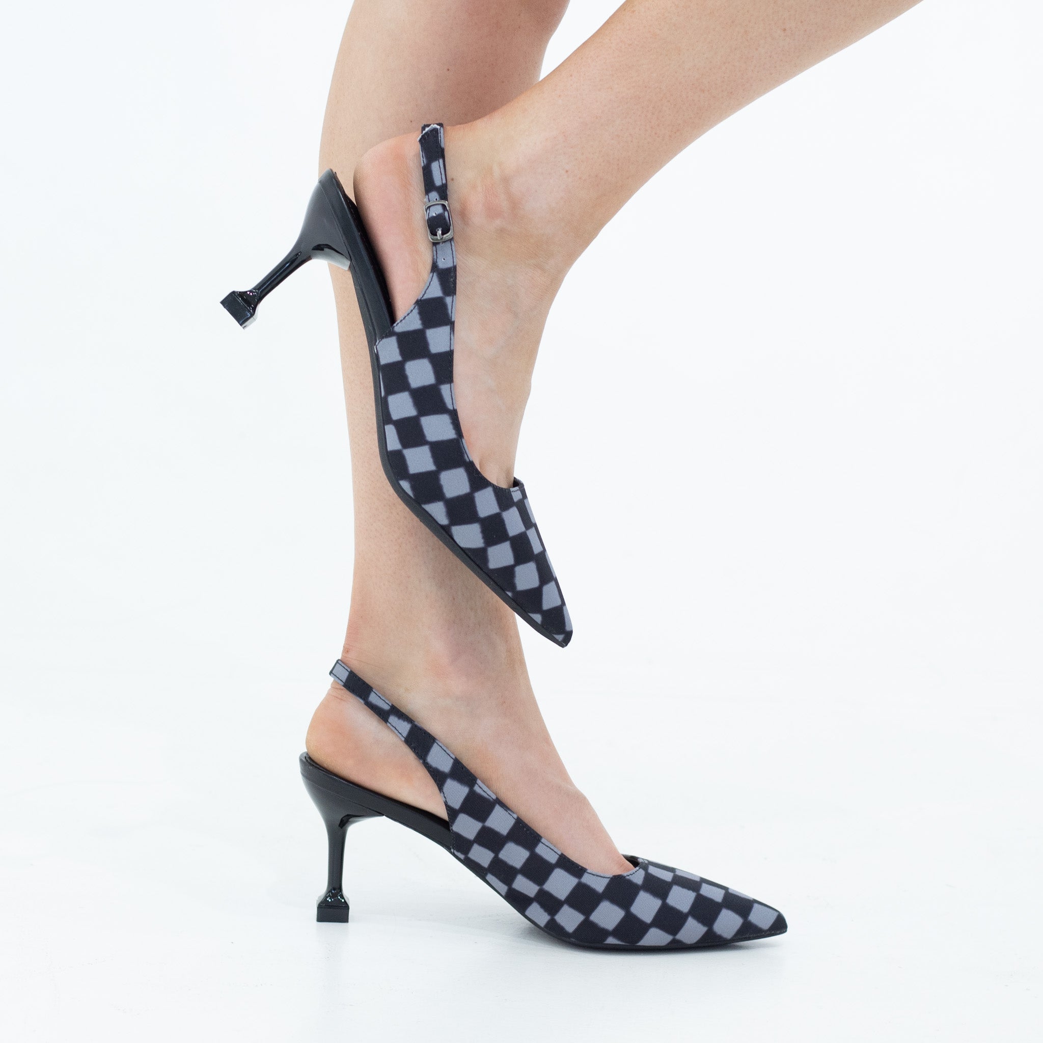 Blue 7.5cm heel argyle open waist sling back kalina