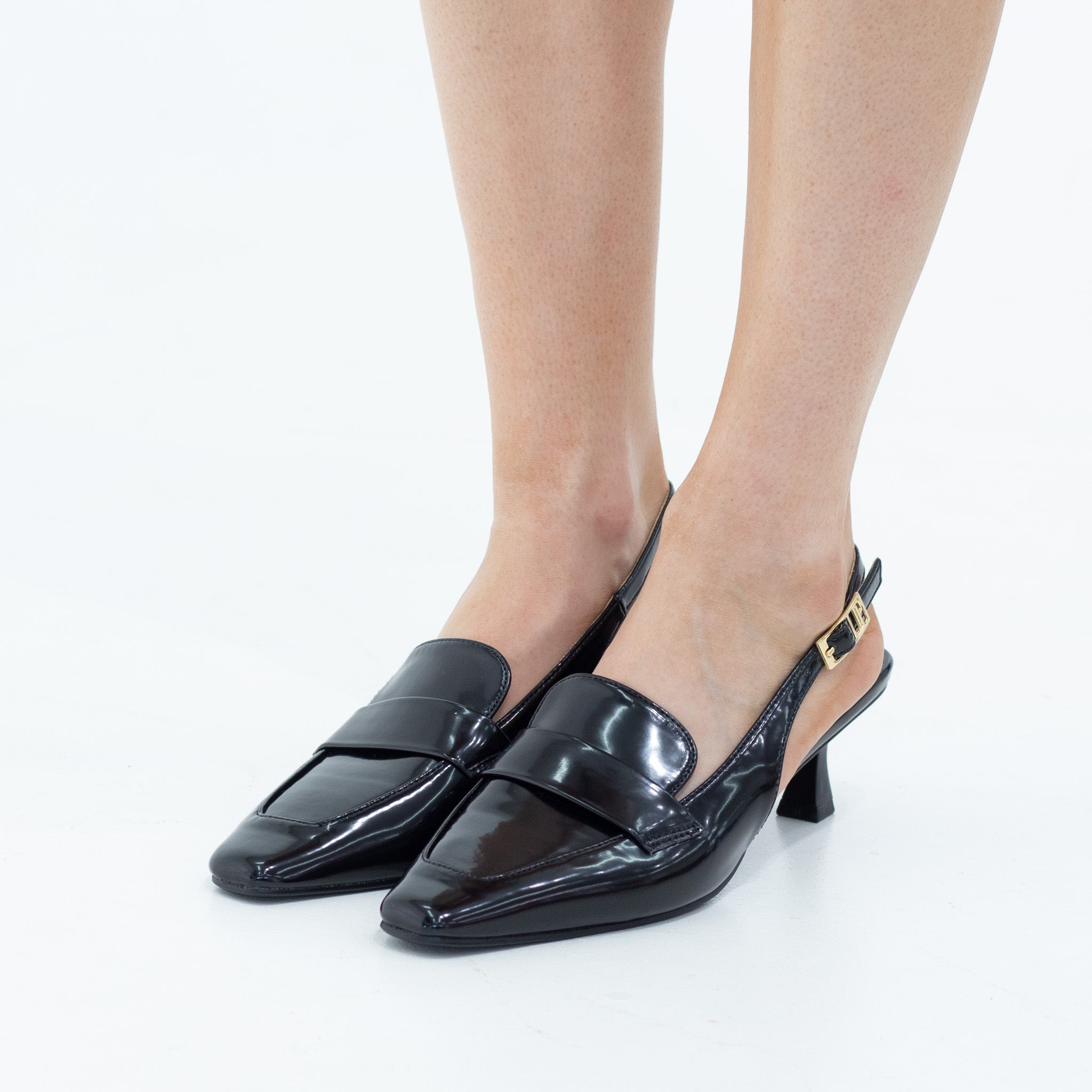 Black moc PAT sling back on a 6cm heel matilda