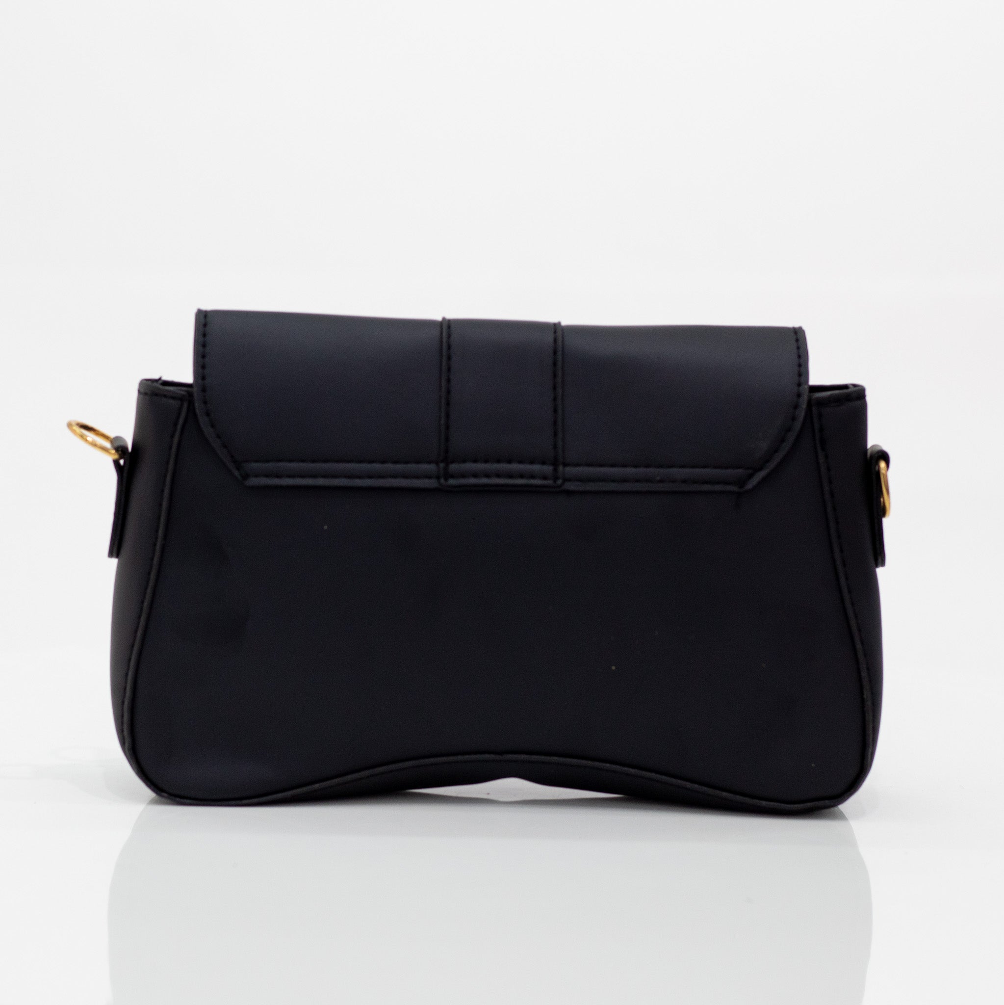 Black faux leather convertible crossbody kahula