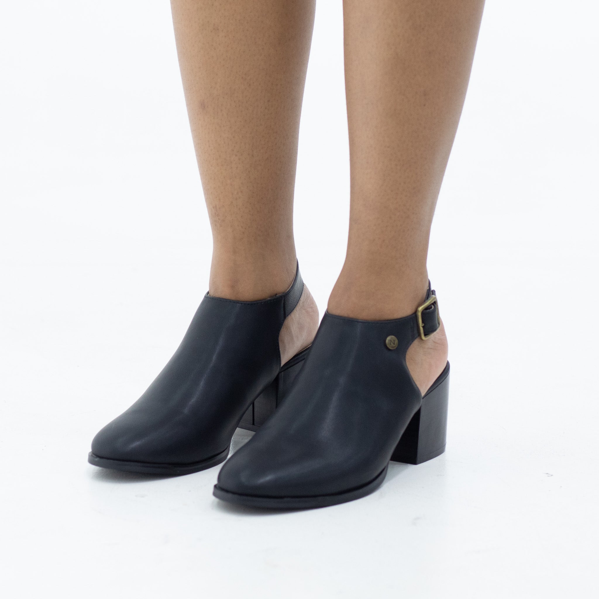 Black open back 6.5cm heel ankle boot bossa