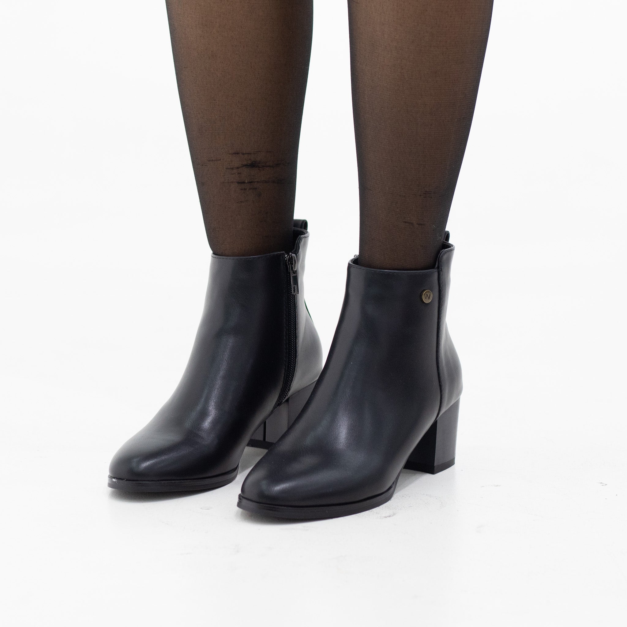 Black chelsea pu ankle boot on 5.5cm heel jenner