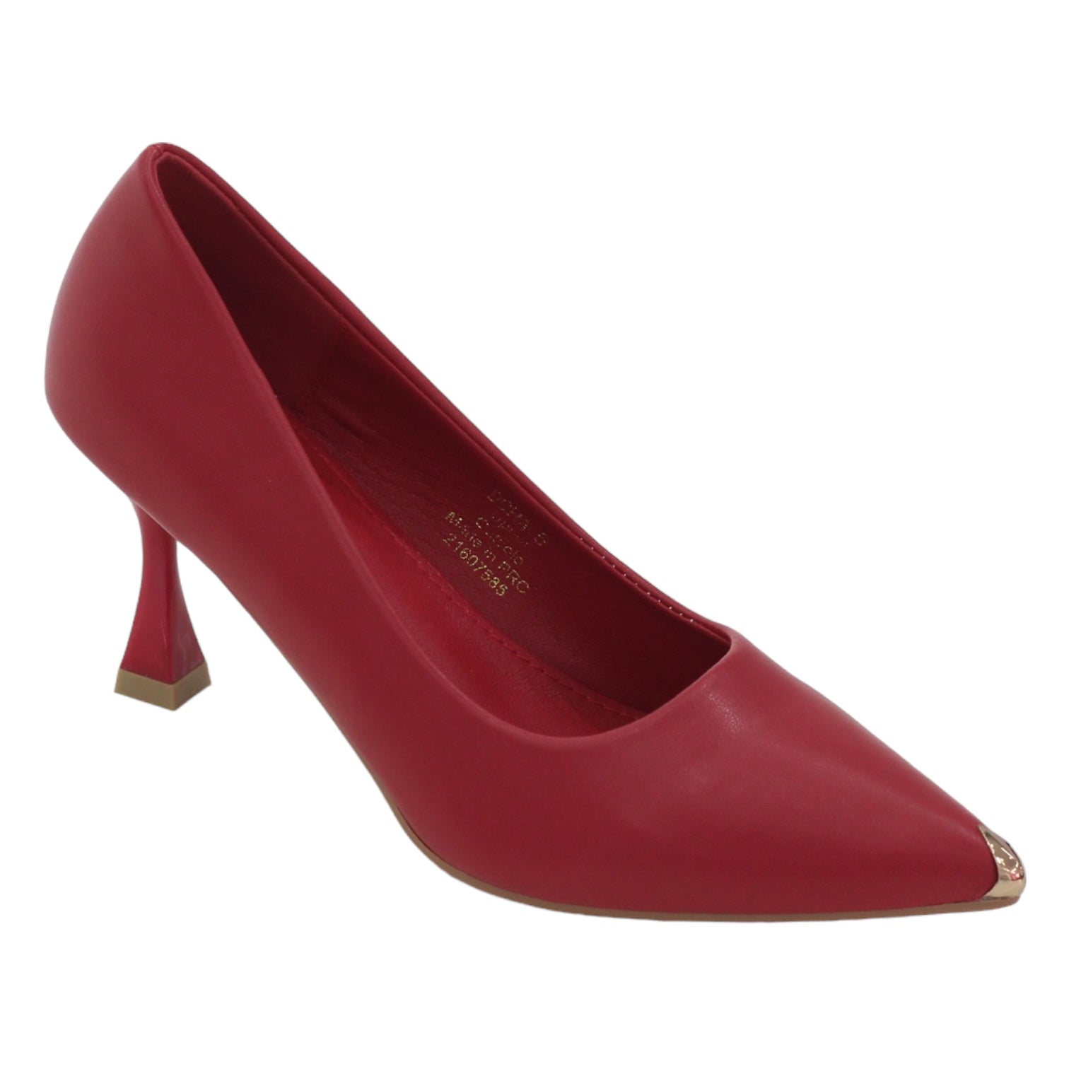 Doha Faux court with gold pointy toe on 8cm heel red