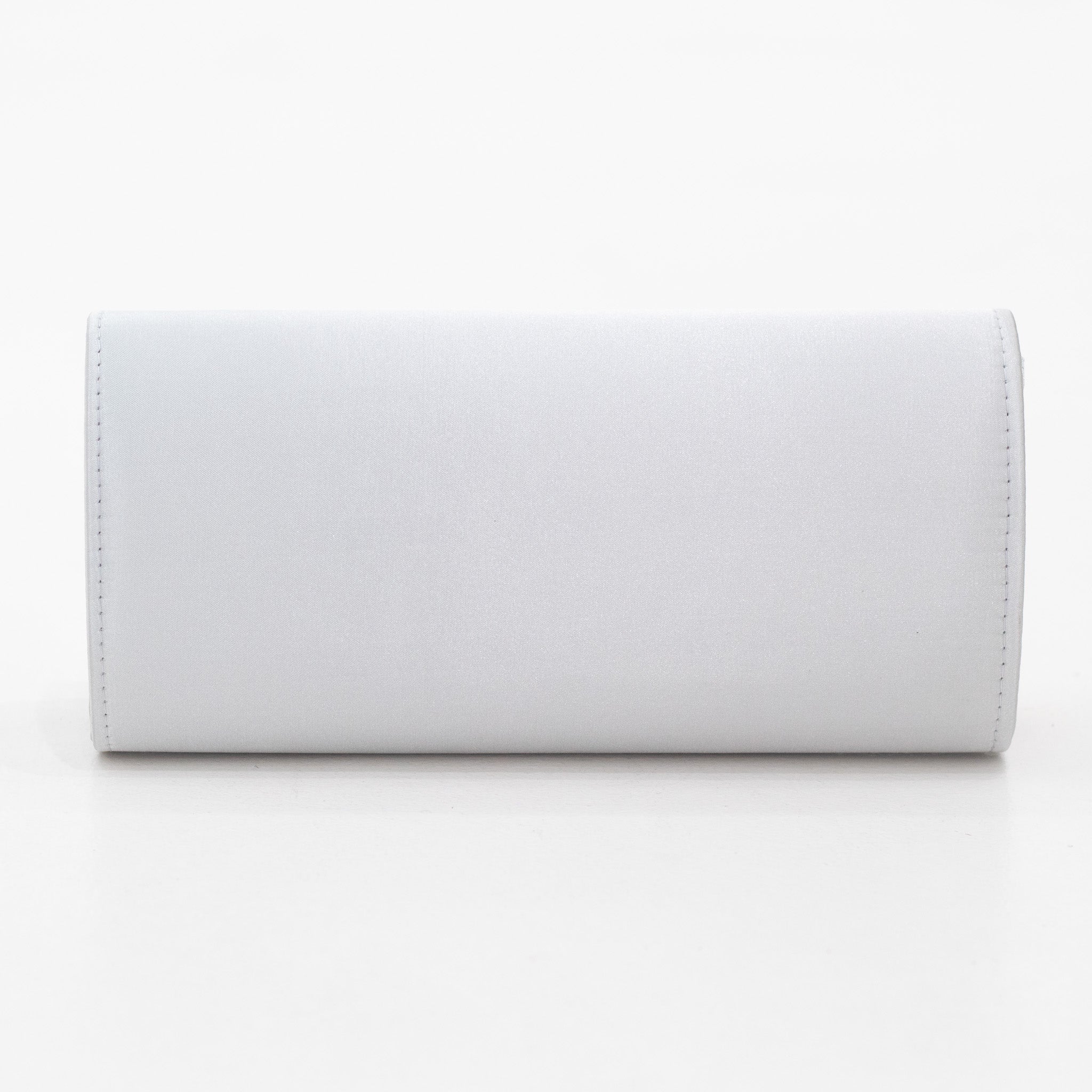 Angle diamante detail satin fabric clutch bag