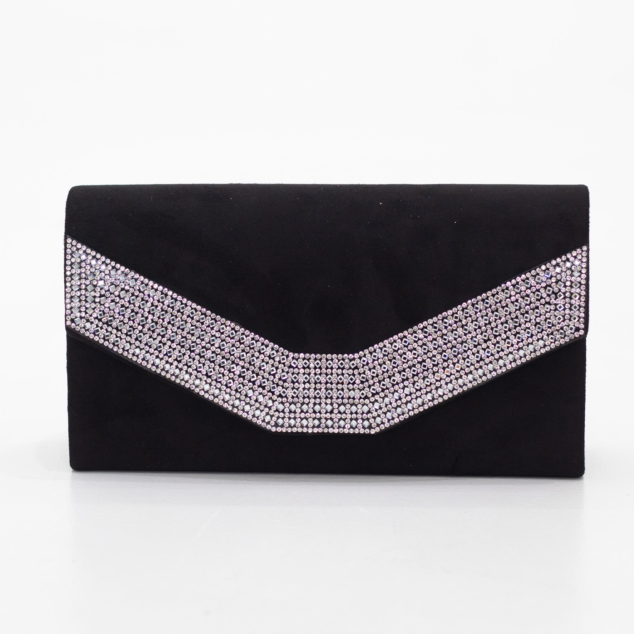 Stones microfiber diamante lining detailed clutch bag