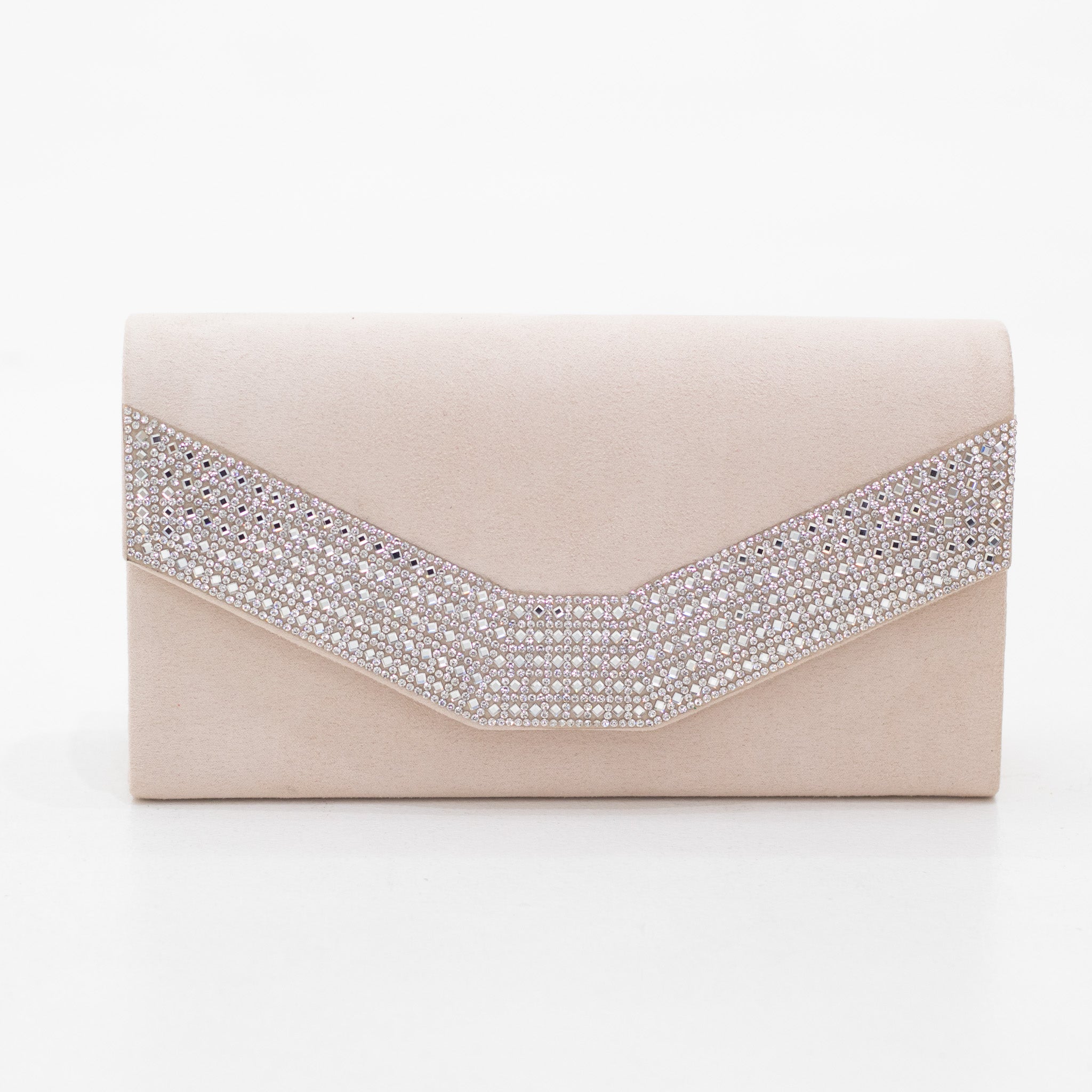 Stones microfiber diamante lining detailed clutch bag