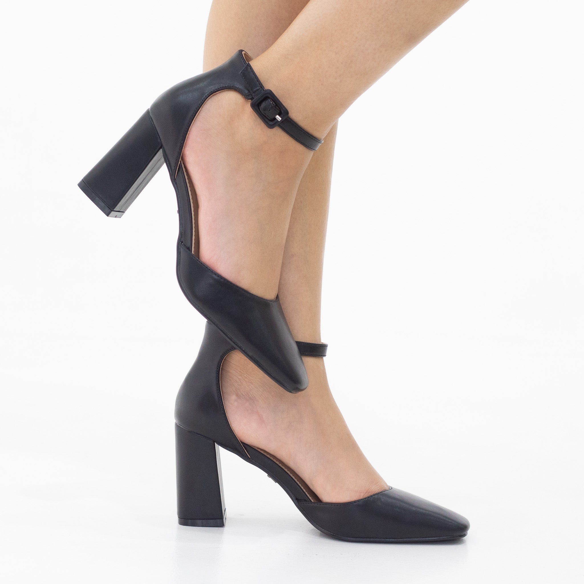 Lark open waist ankle strap 8cm heel court shoes