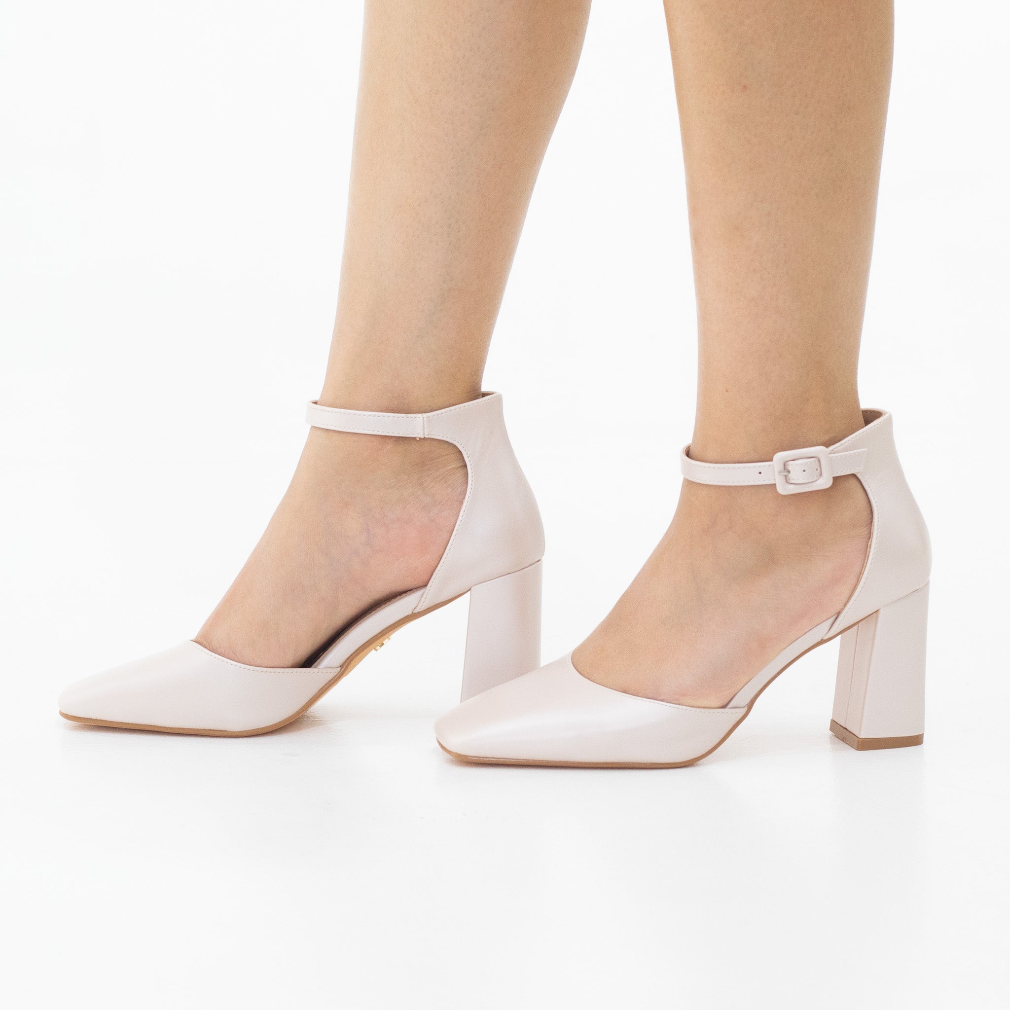 Lark open waist ankle strap 8cm heel court shoes