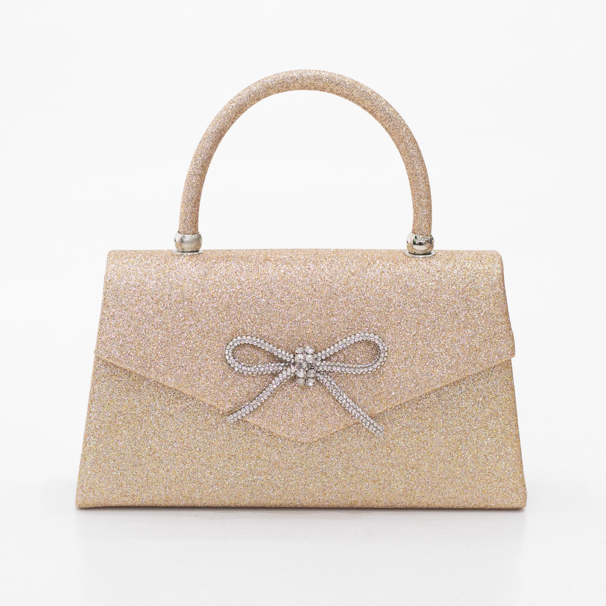 Knot bow detail glittery clutch bag