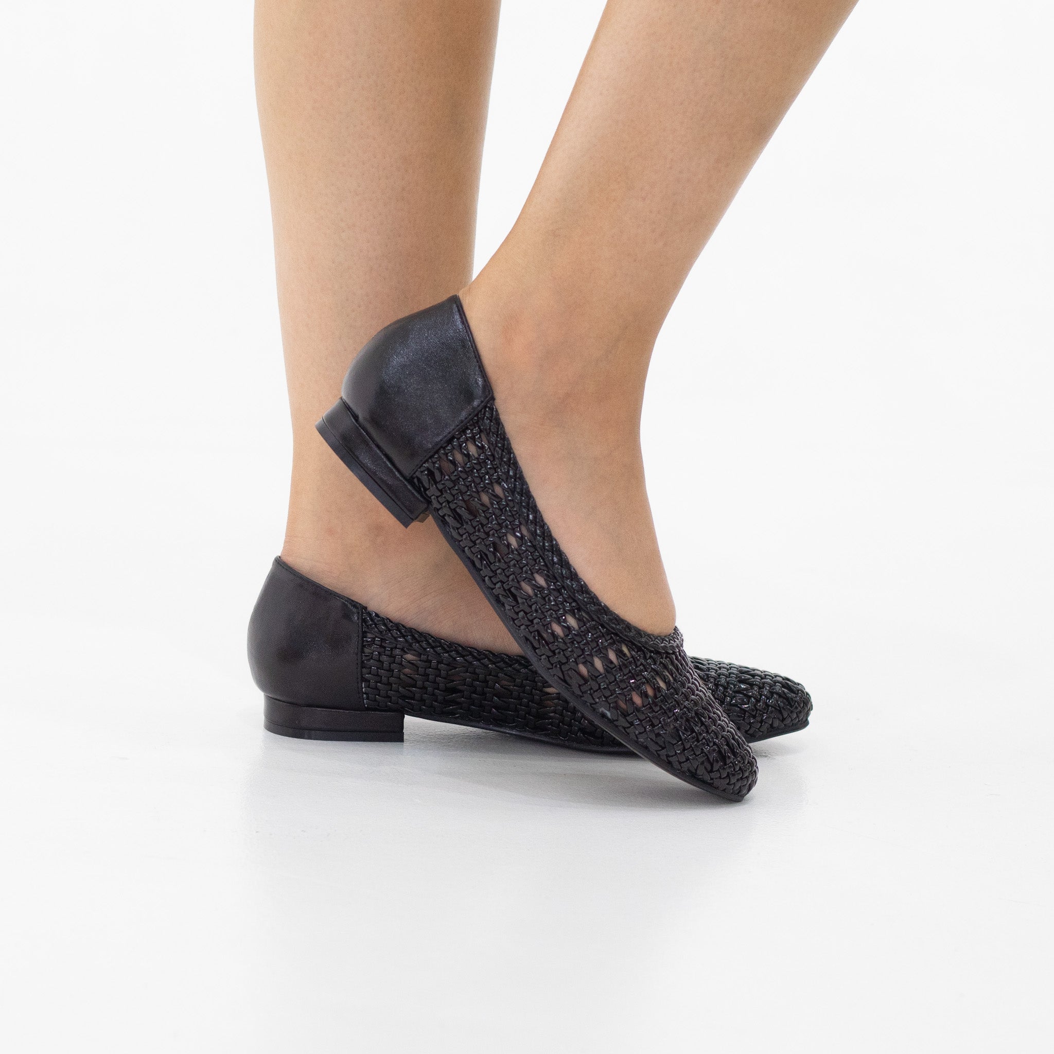 Preja pleated net-designed comfort 1.5cm heel pump