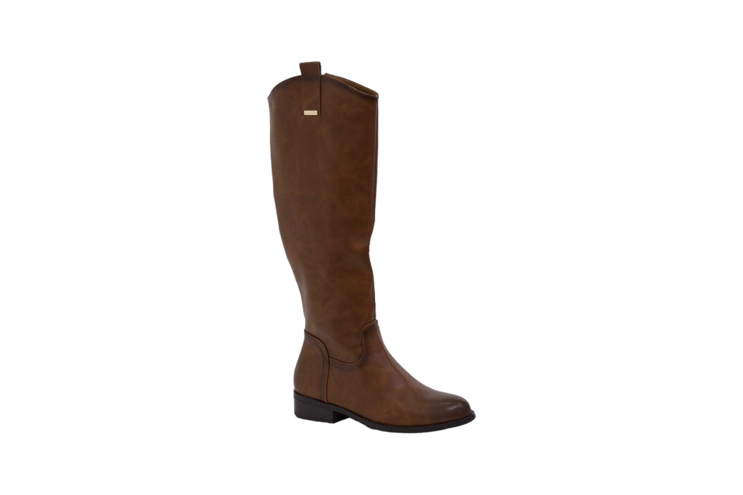 Eliza 3cm low heel pu knee high boots