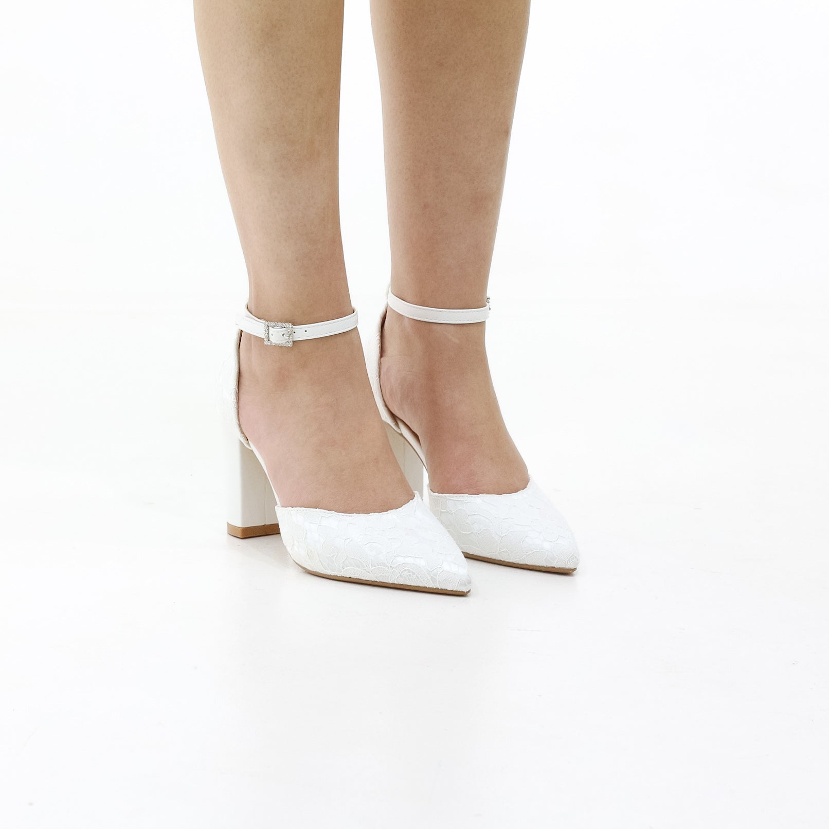 Misty block 9cm heel open waist cross over belts glitter pu