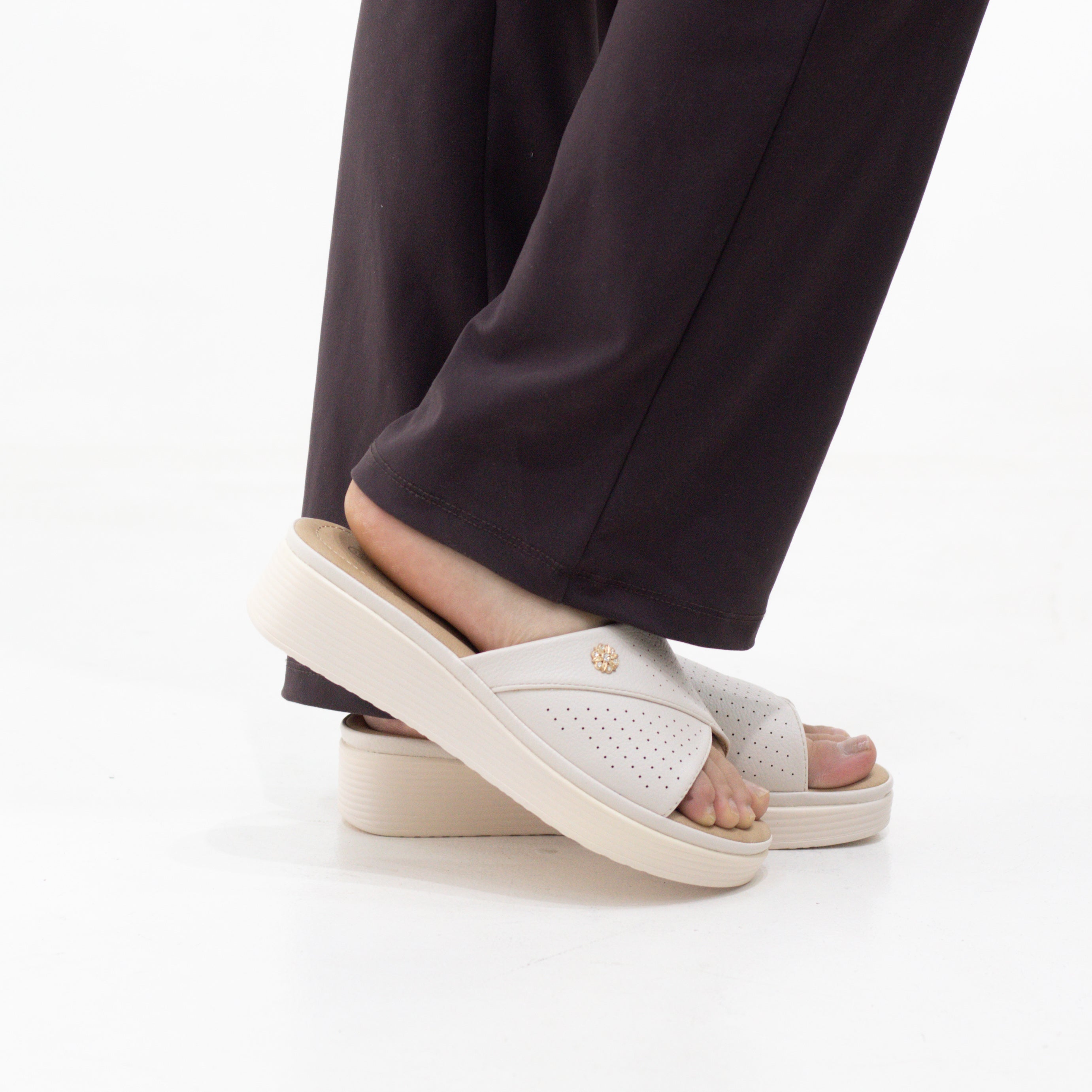 Potsi slip-on wedge sandals with cross-strap