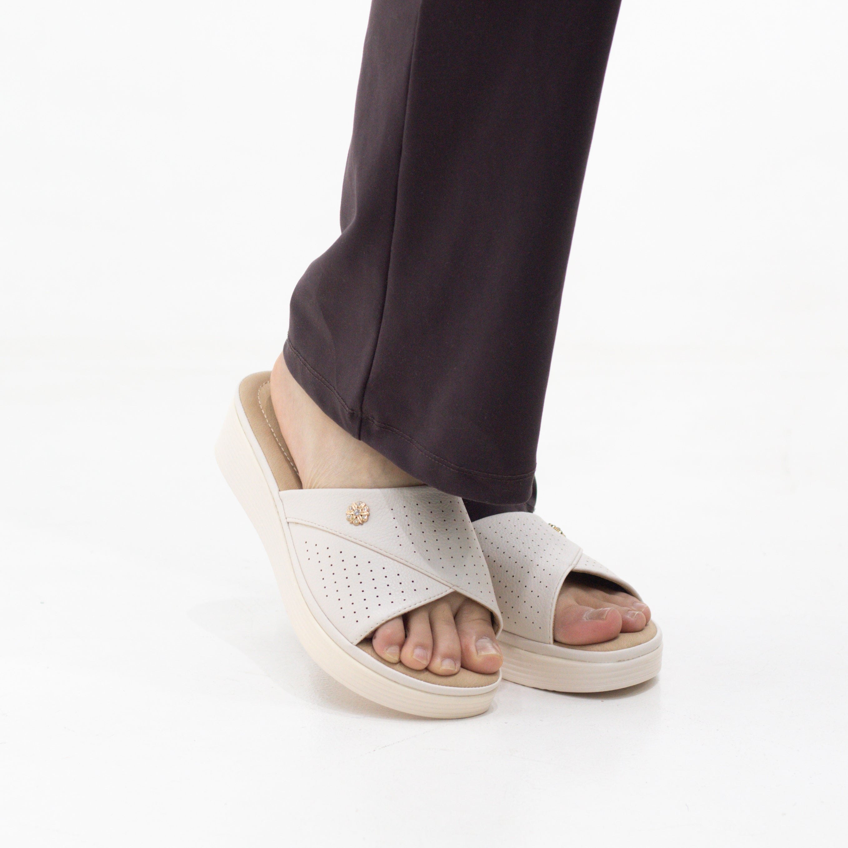 Potsi slip-on wedge sandals with cross-strap