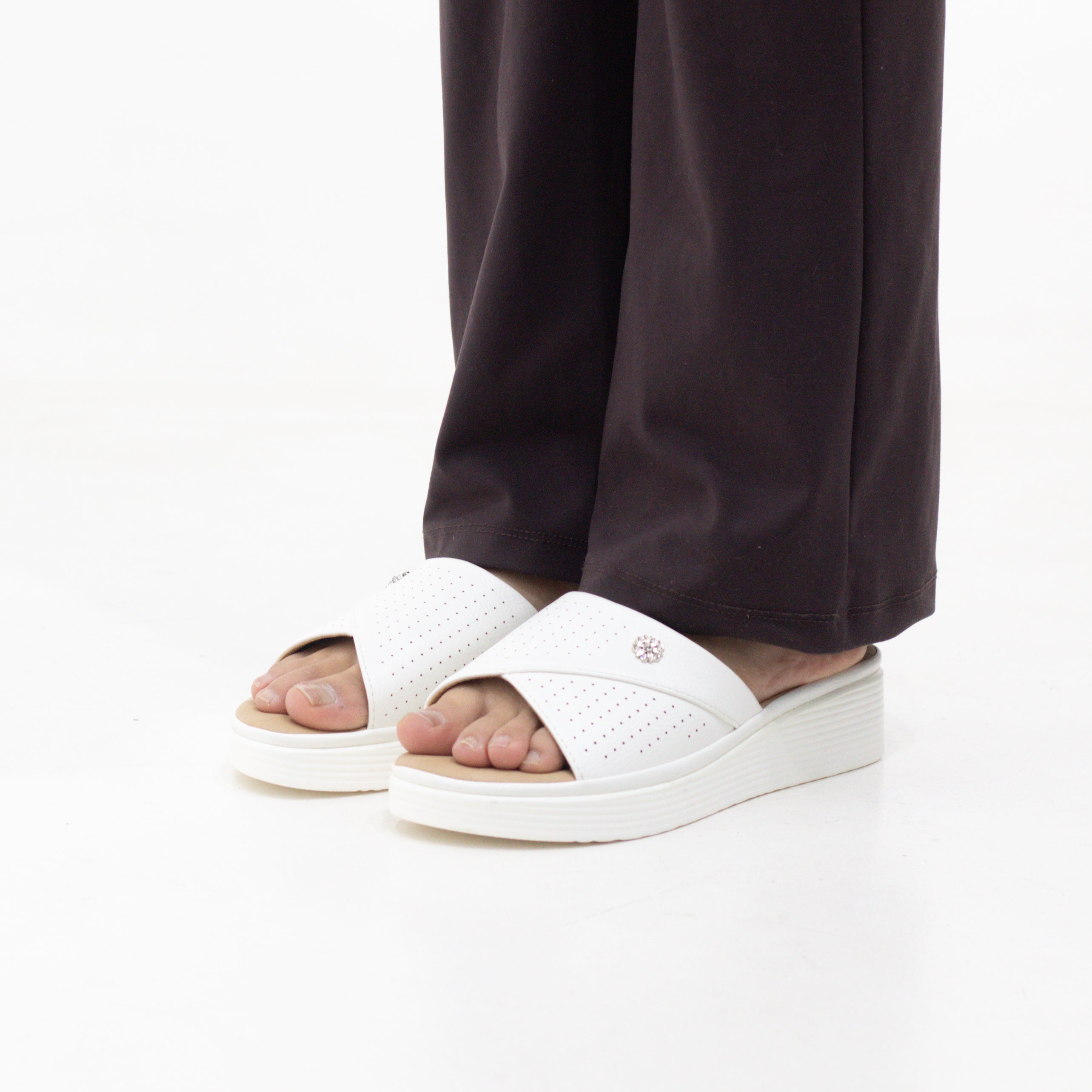 Potsi slip-on wedge sandals with cross-strap