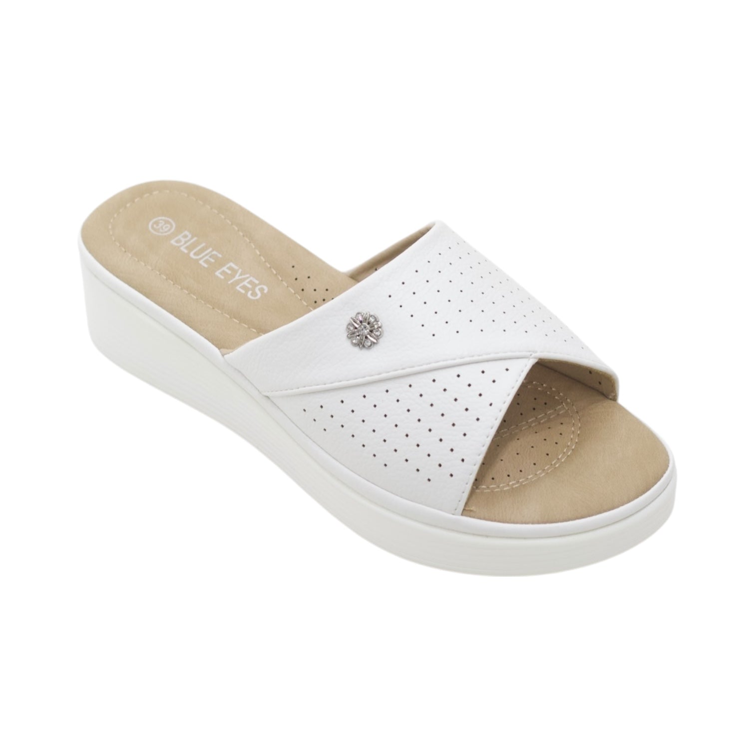 Potsi slip-on wedge sandals with cross-strap